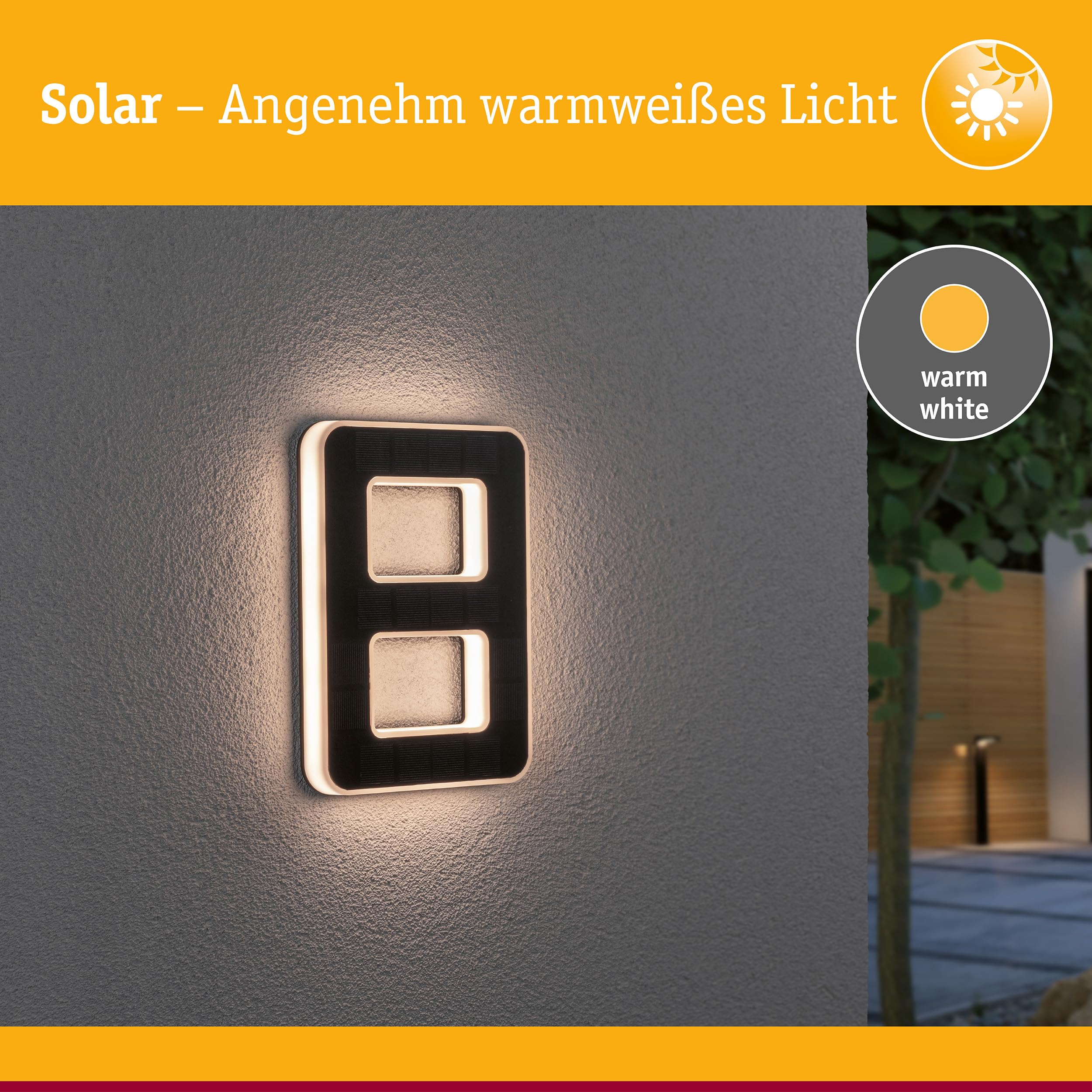 Paulmann 79849 Solar Hausnummer 8 LED Warmweiß