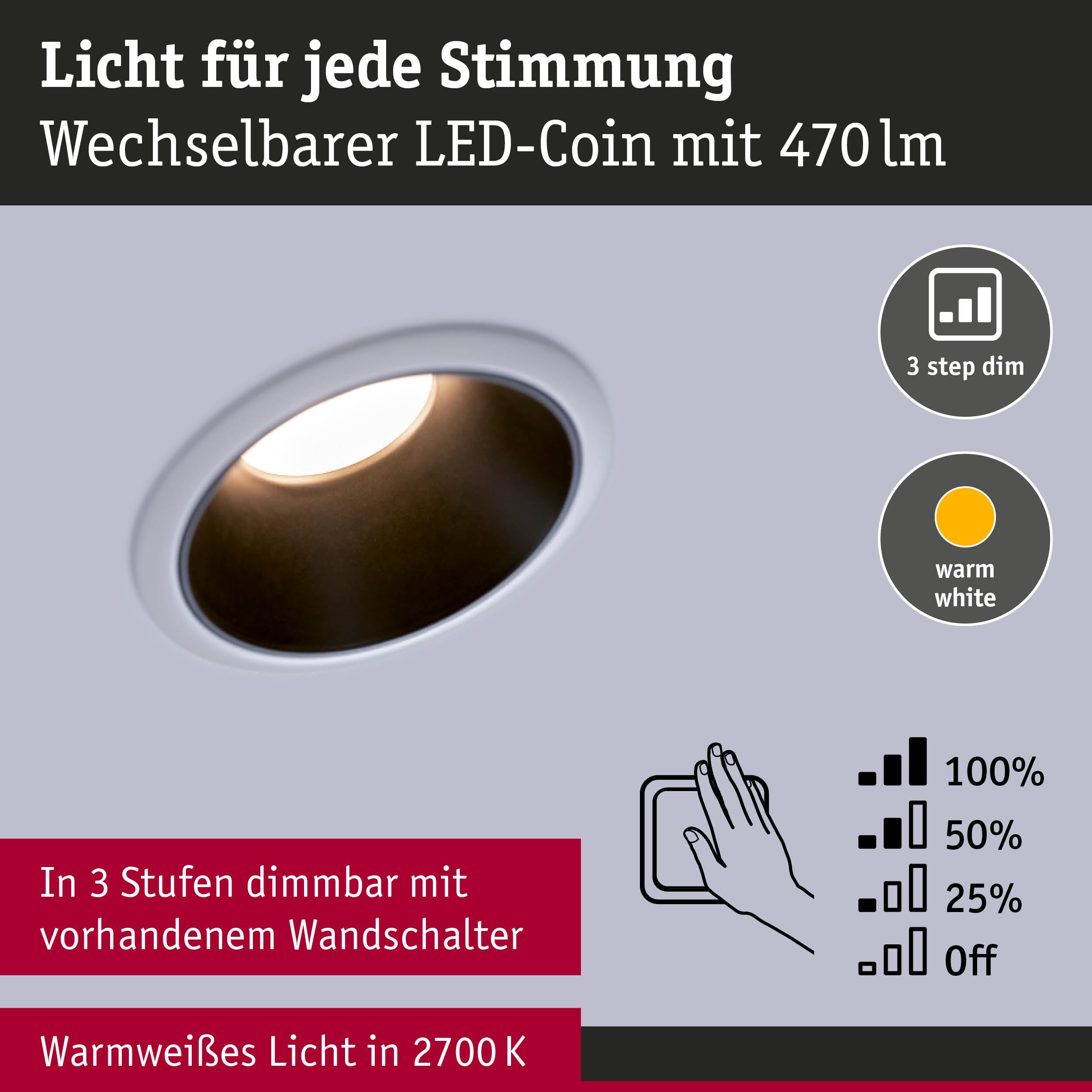 Paulmann Cole 5240 Einbauleuchte 6er-Set Weiß IP44