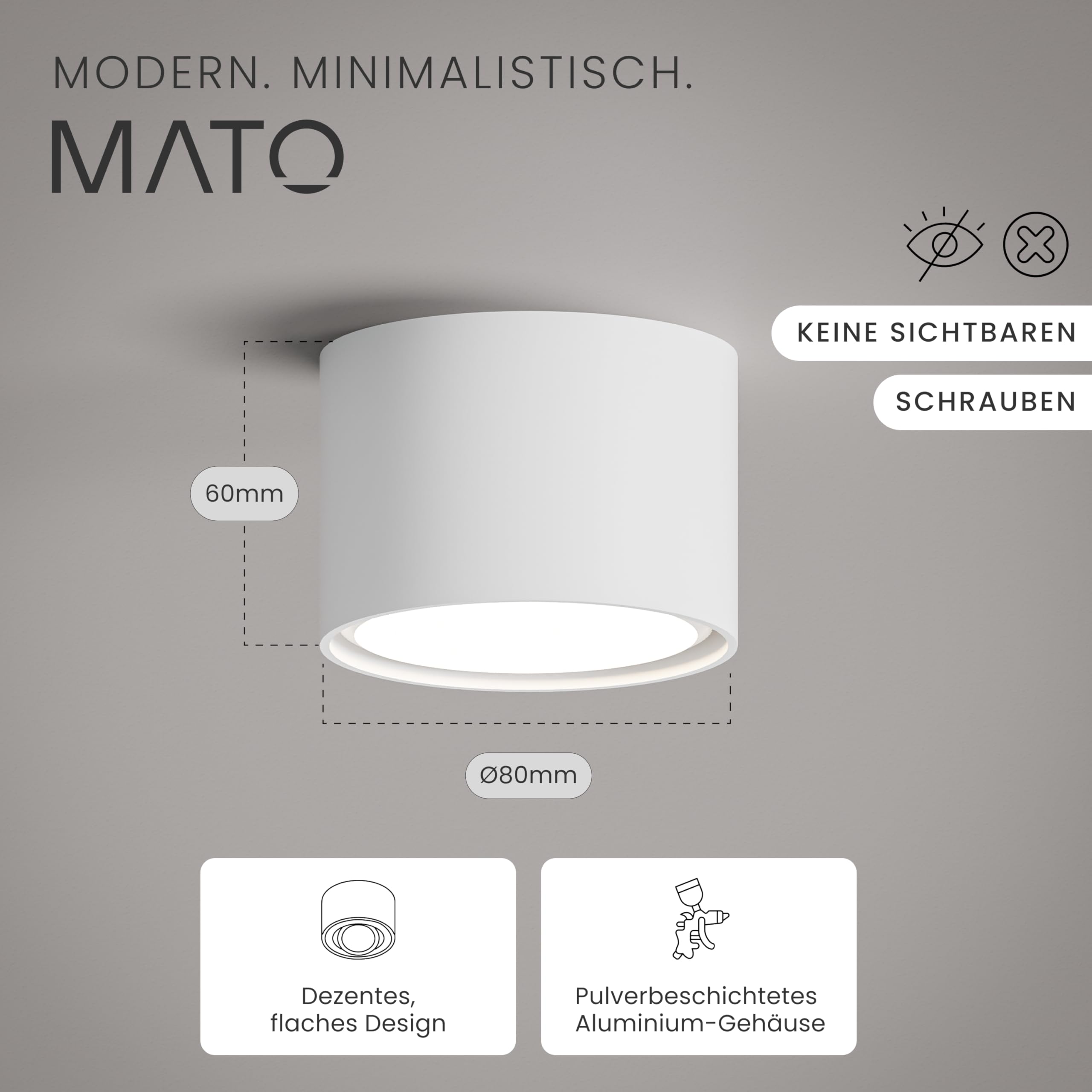 MATO GX53 Aufbauspot weiß 3er Set ohne Leuchtmittel