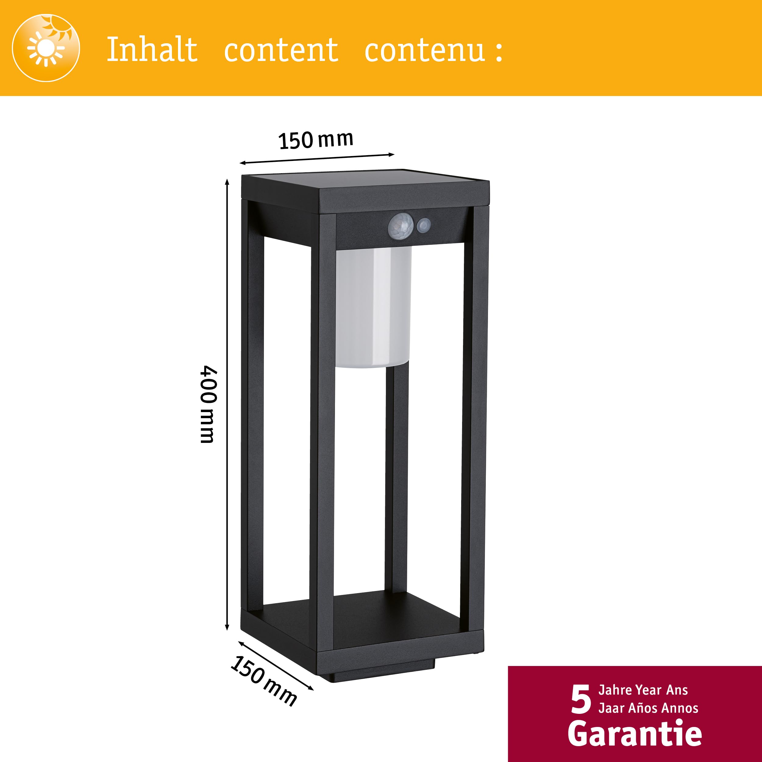 Paulmann Marisol 94573 Solarleuchte Schwarz Bewegungsmelder