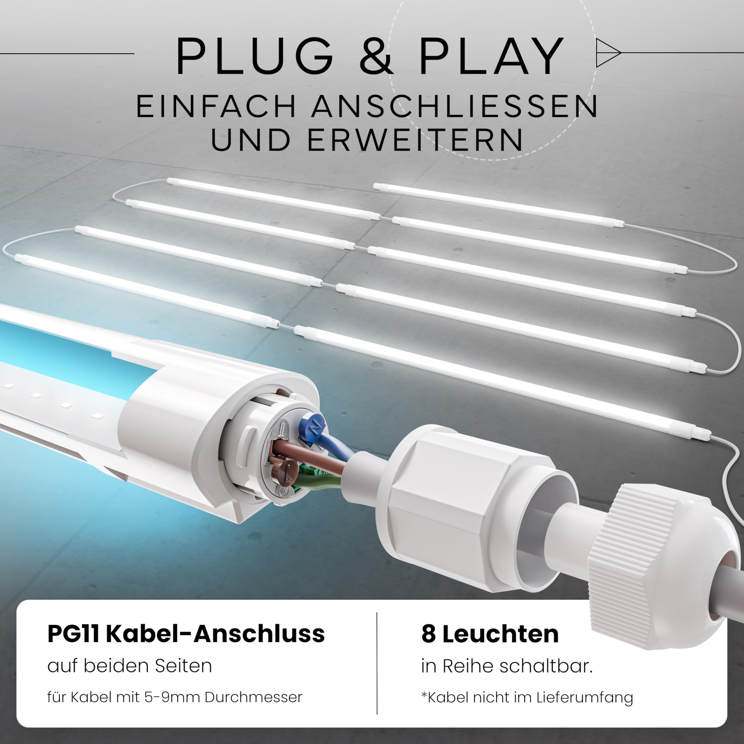 MATO Feuchtraumleuchte LED 120cm 36W 6500K kaltweiß 2 Stück
