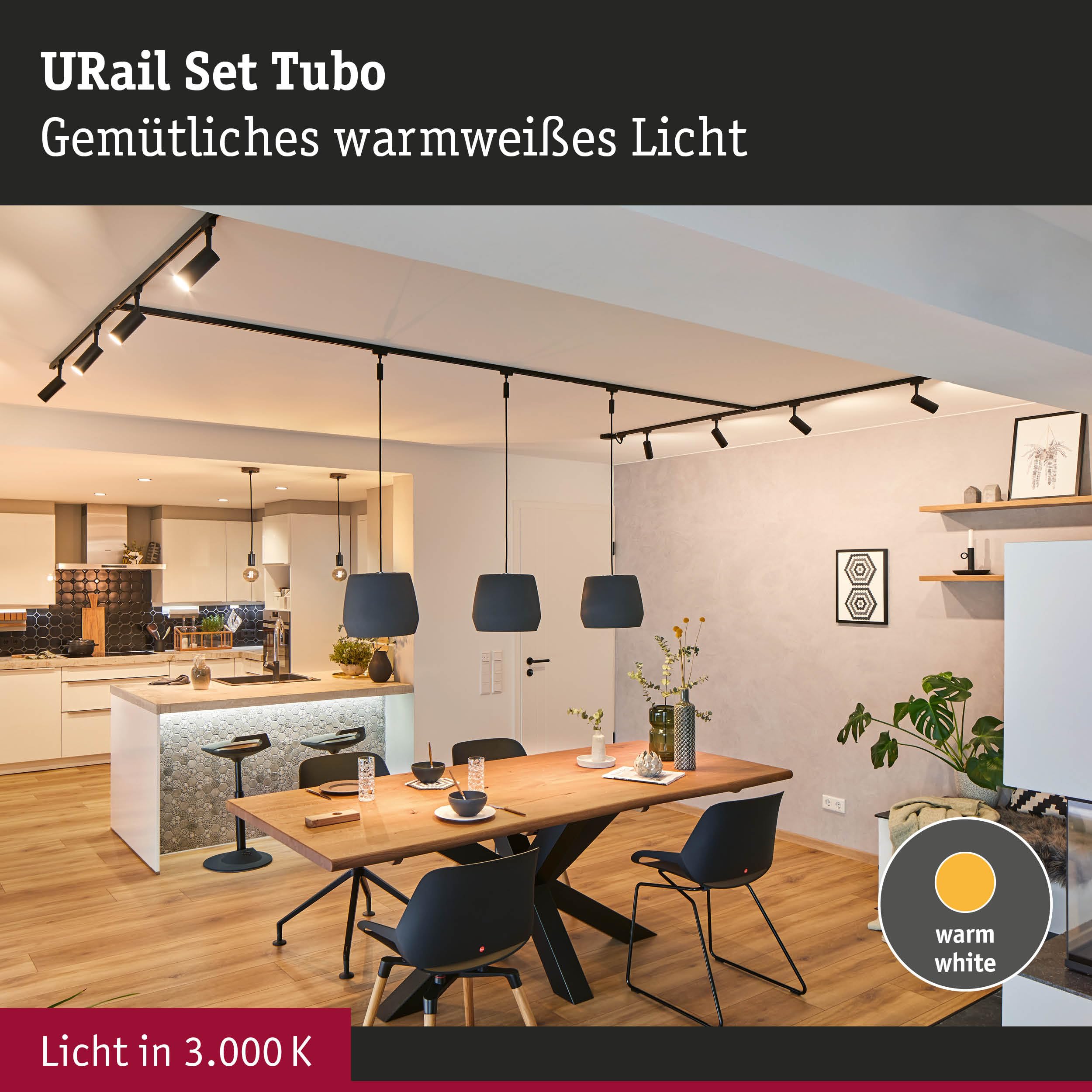 Paulmann URail Tubo 5227 Starterset schwarz 3000K 3er