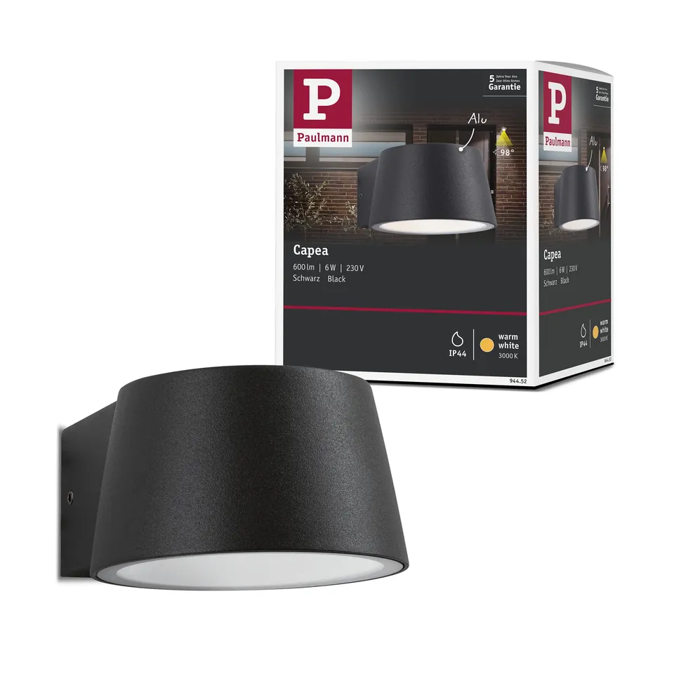 Paulmann Capea 94452 Außenwandleuchte schwarz LED 6W