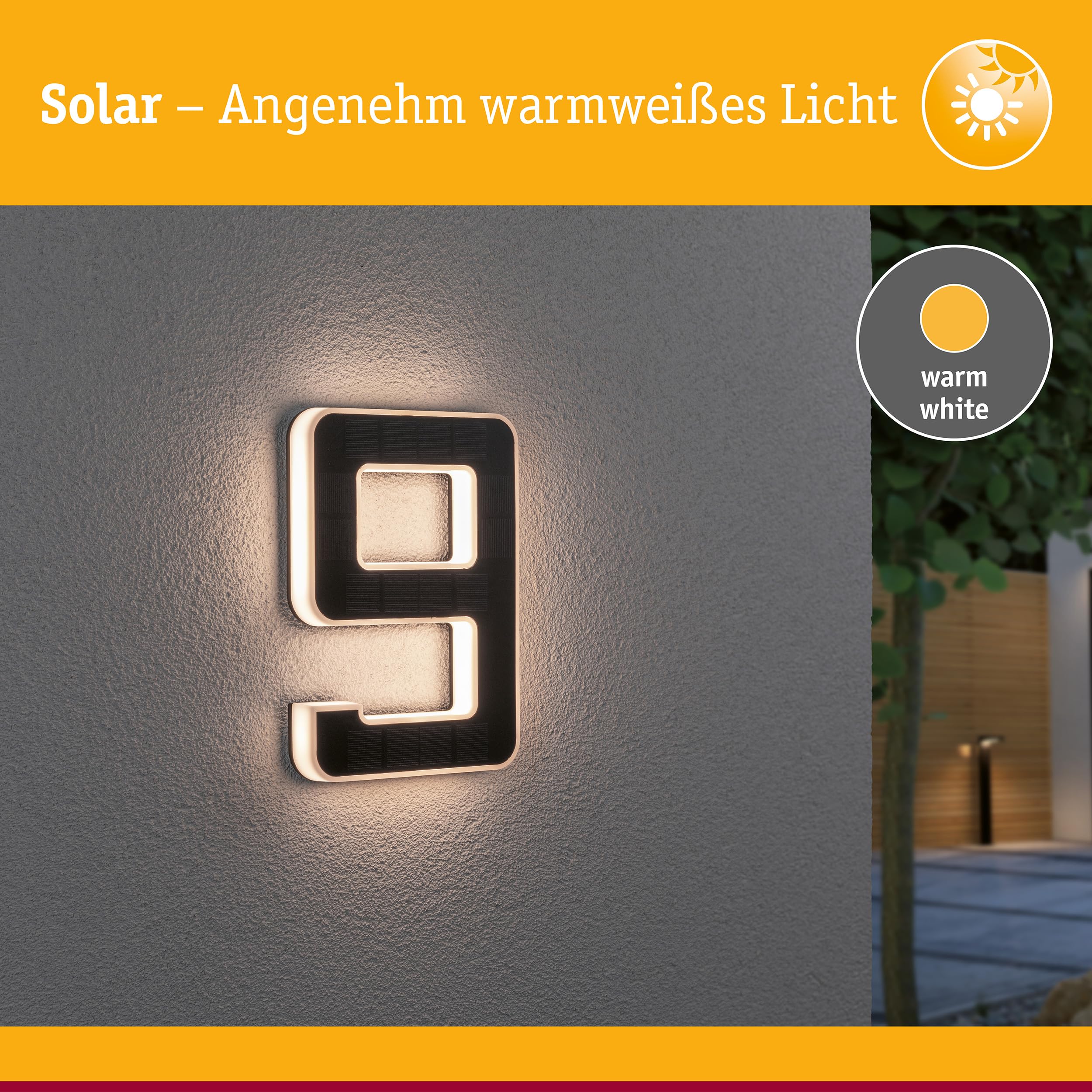 Paulmann 79850 Solar-Hausnummer 9 IP44 warmweiß