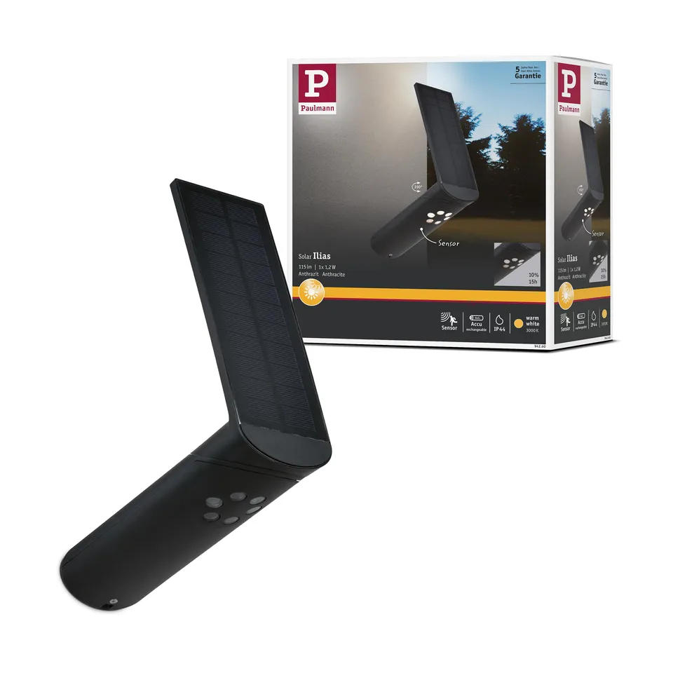 Paulmann Ilias 94260 Solar Wandleuchte Anthrazit warmweiß