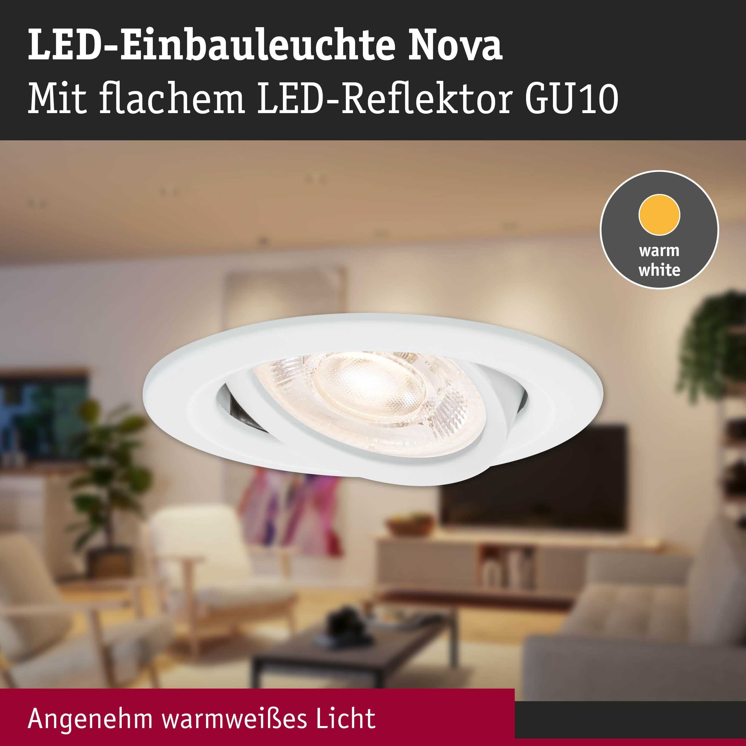 Paulmann Nova 92269 Einbauleuchte weiß schwenkbar 2700K warmweiß