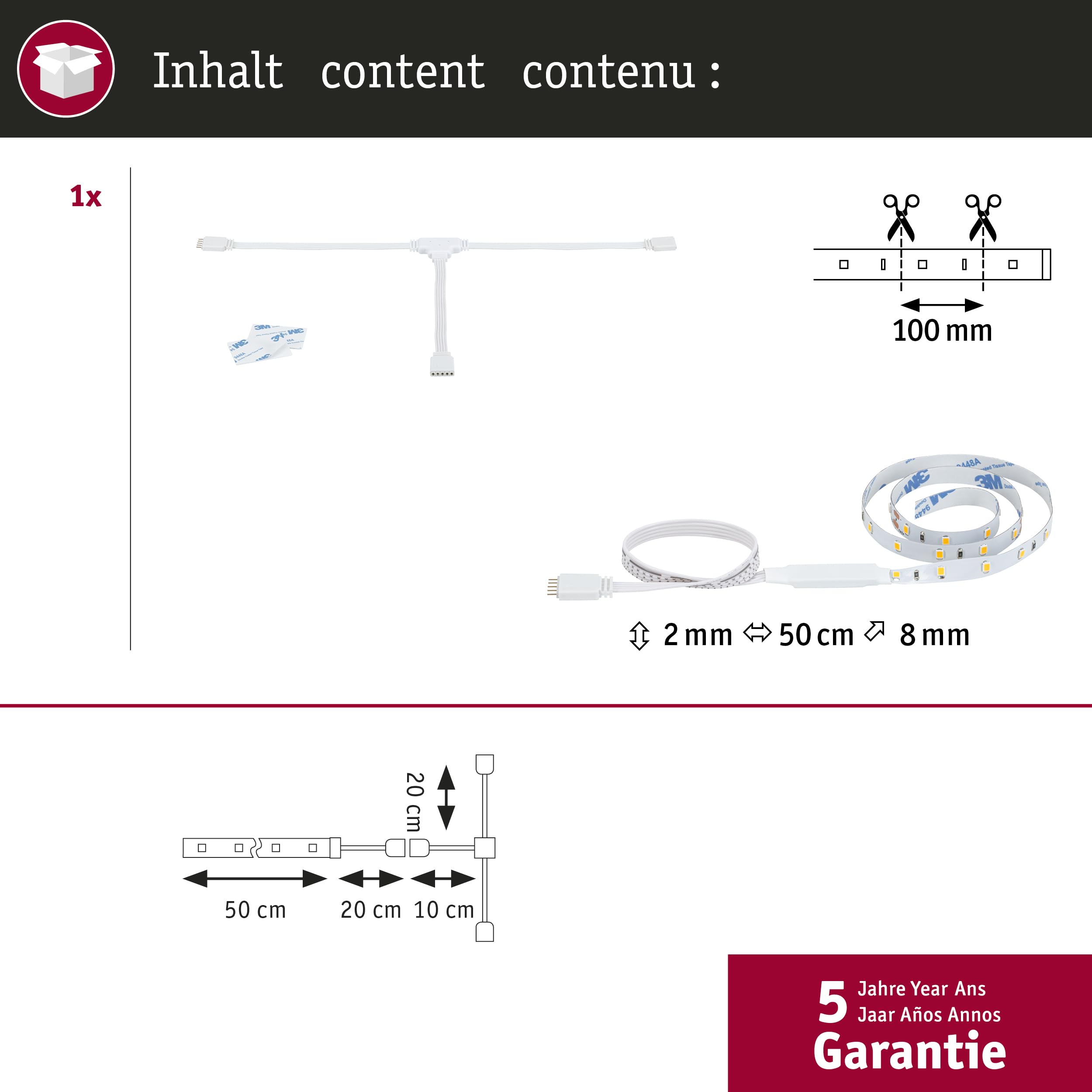 Paulmann MaxLED Stair 71218 LED Strip Erweiterung 0,5m warmweiß