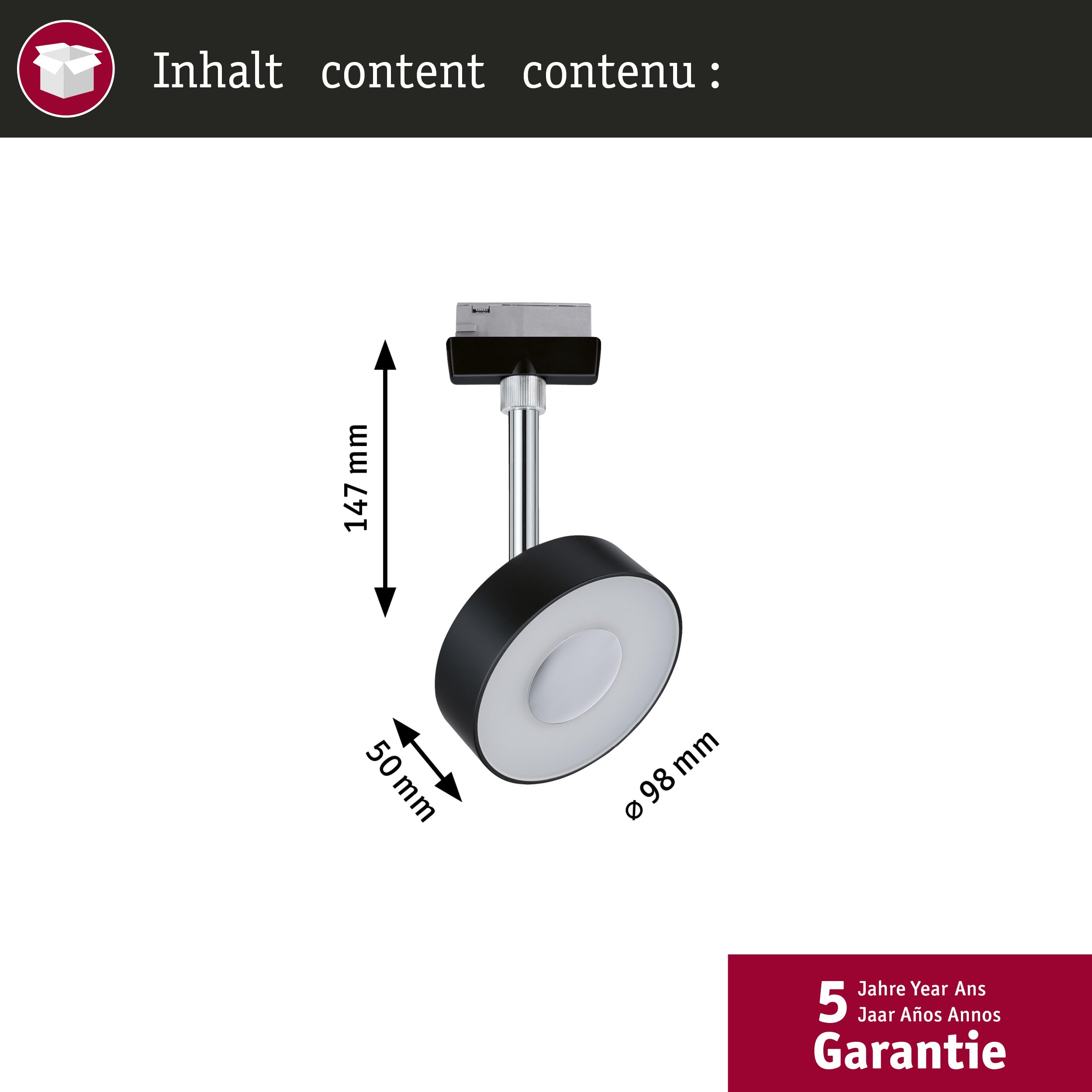 Paulmann URail 96915 Circle Schienenspot Schwarz matt dimmbar