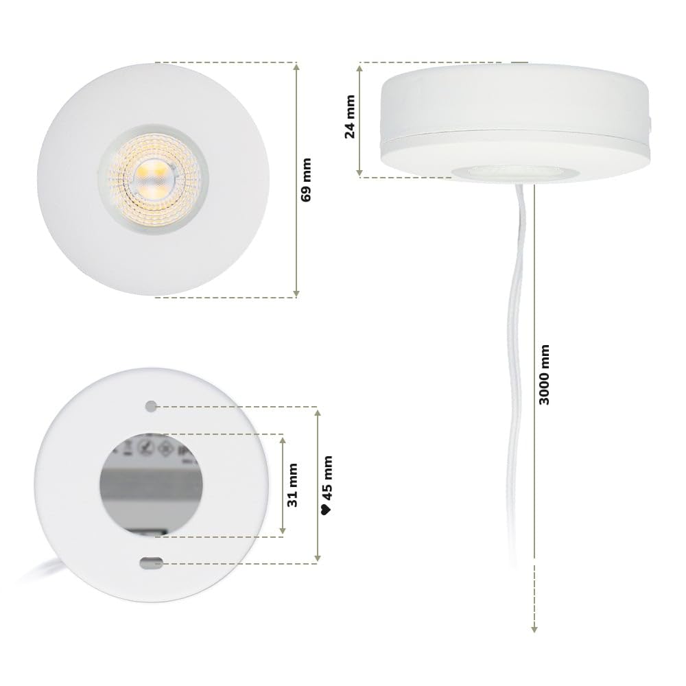 Hoftronic Pavo Aufbaustrahler 3er Set weiß warmweiß