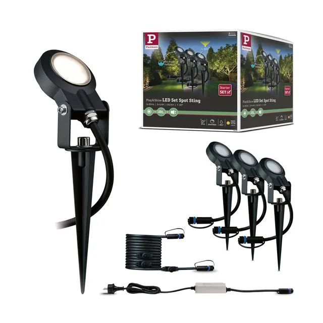 Paulmann Plug & Shine 93696 Erdspieß Basisset 3er Warmweiß