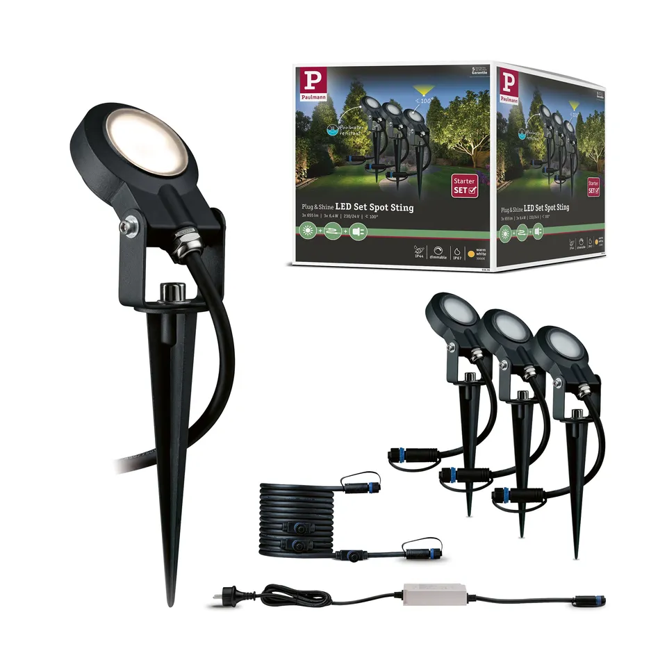 Paulmann Plug & Shine 93696 Erdspieß Basisset 3er Warmweiß