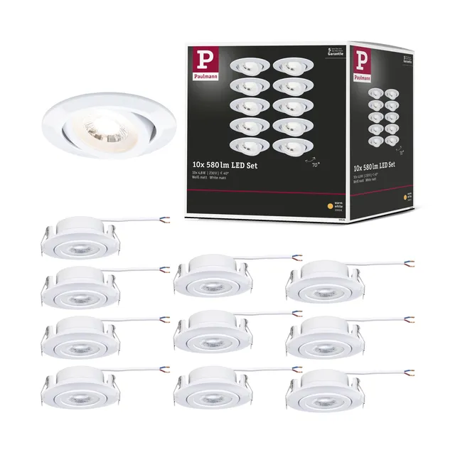 Paulmann 99996 Einbauspot 10er-Set schwenkbar warmweiß