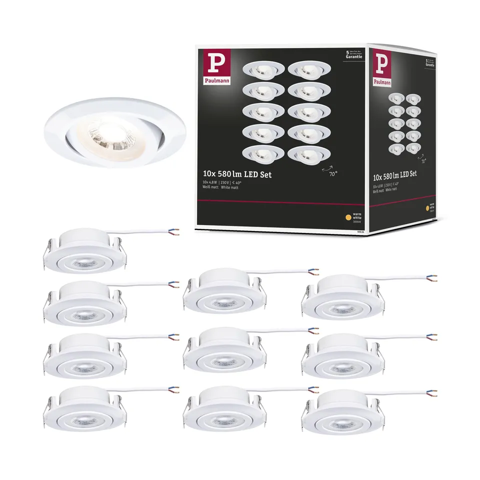Paulmann 99996 Einbauspot 10er-Set schwenkbar warmweiß