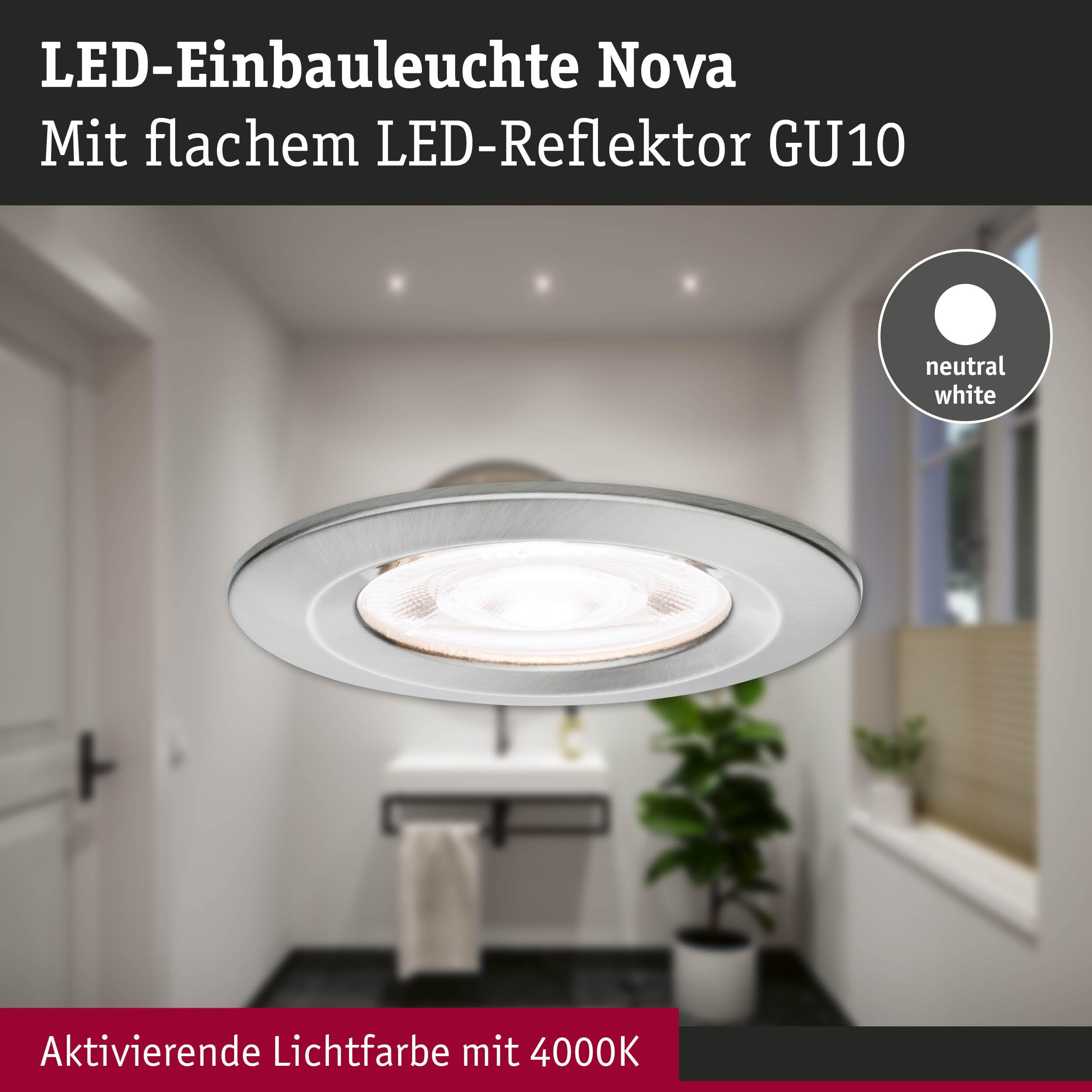 Paulmann Nova 92335 Einbauleuchte 4000K IP44 Eisen