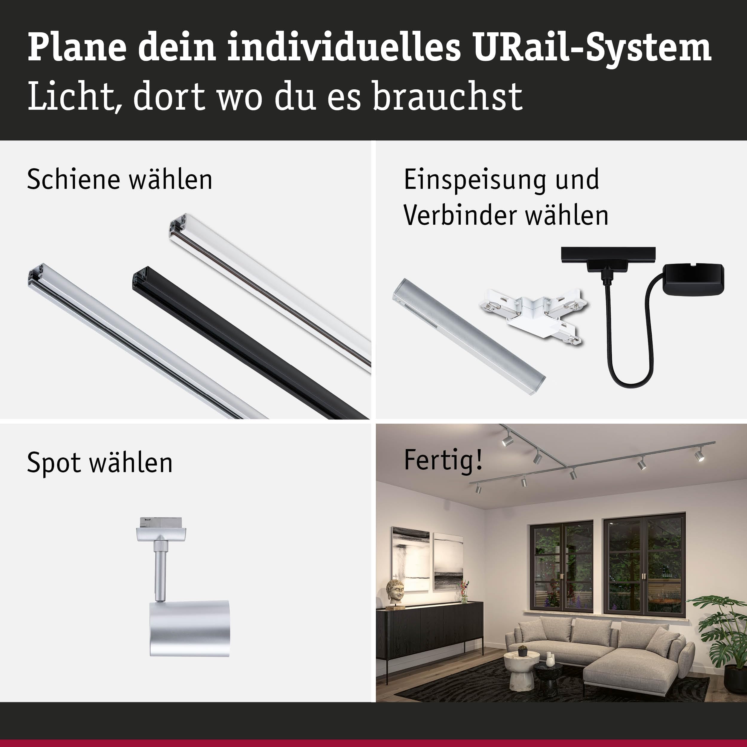 Paulmann URail Luxe Schienenspot Chrom matt GU10