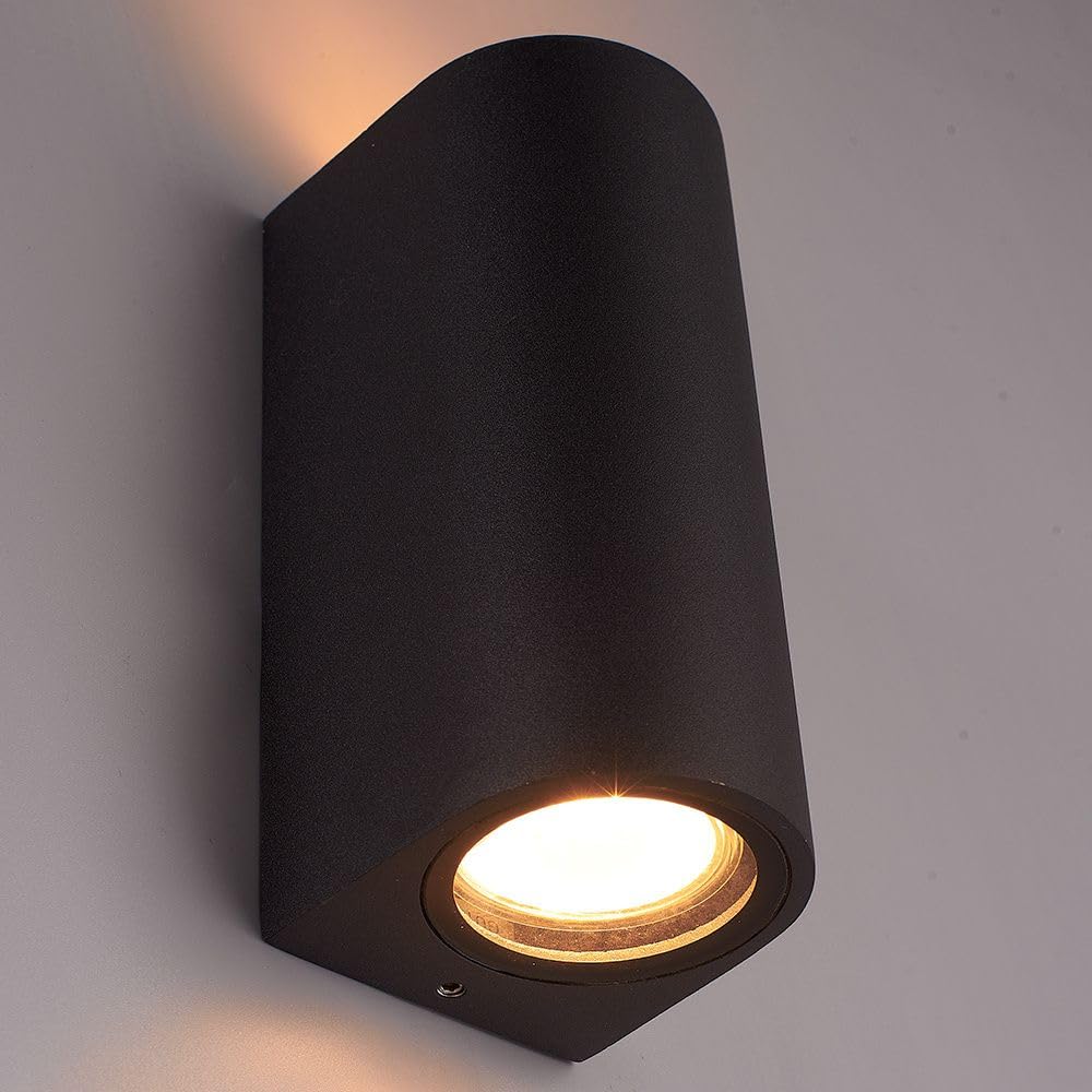 Hoftronic Douglas Wandleuchte Up Down GU10 Schwarz IP64