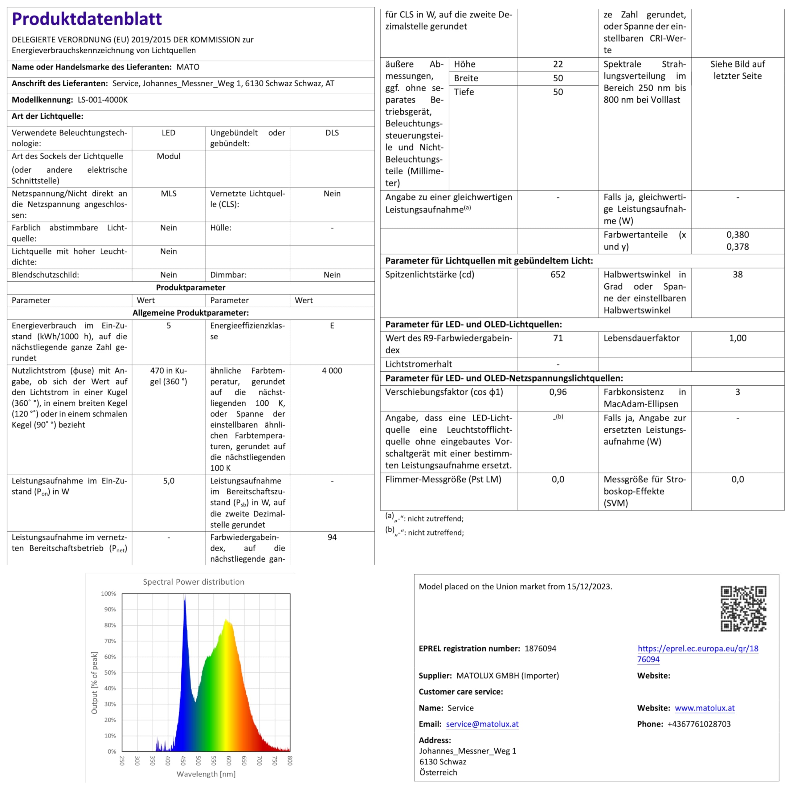 MATO LED Modul 230V 5W GU10 Ersatz 470lm 4000K 3er Pack