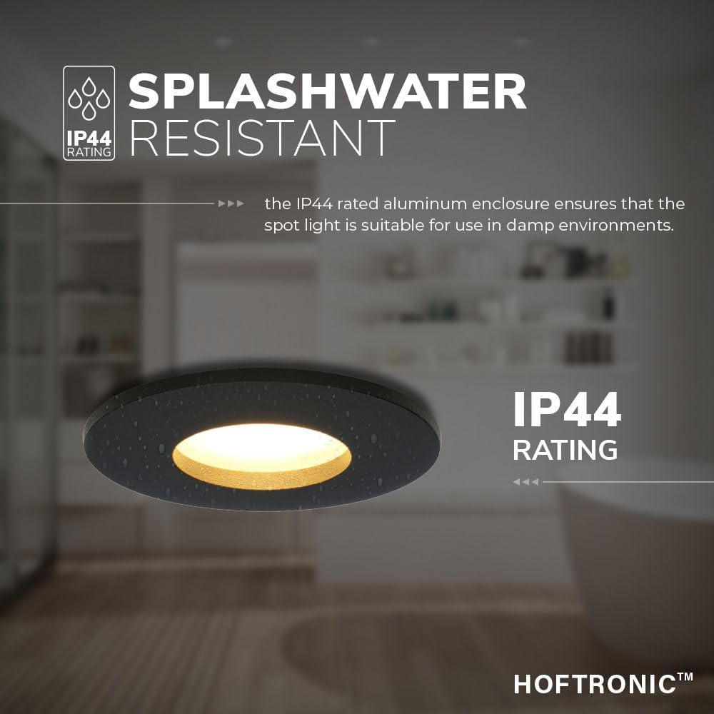 Hoftronic LED Einbaustrahler IP44 3er Set 4000K schwarz