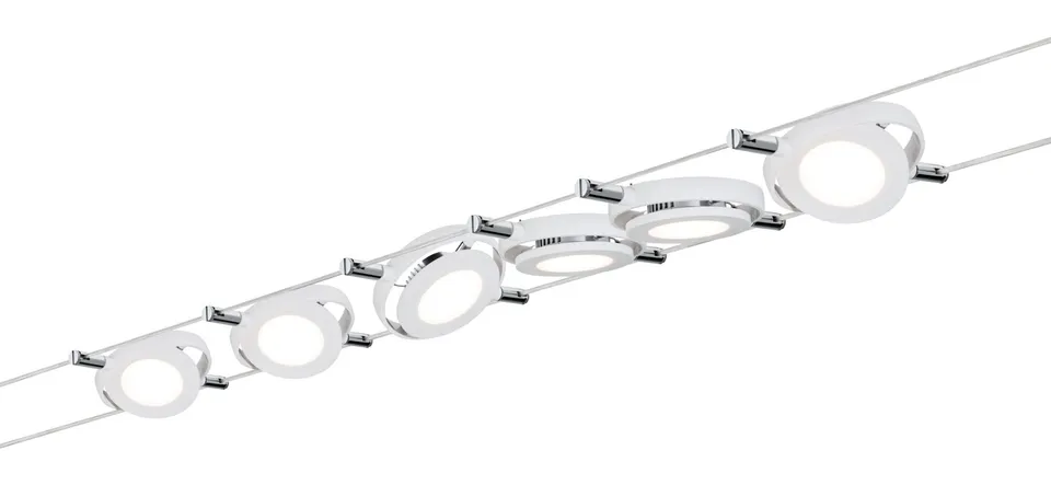 Paulmann Seilsystem 941.06 LED Seilleuchten 6er Set Weiß matt