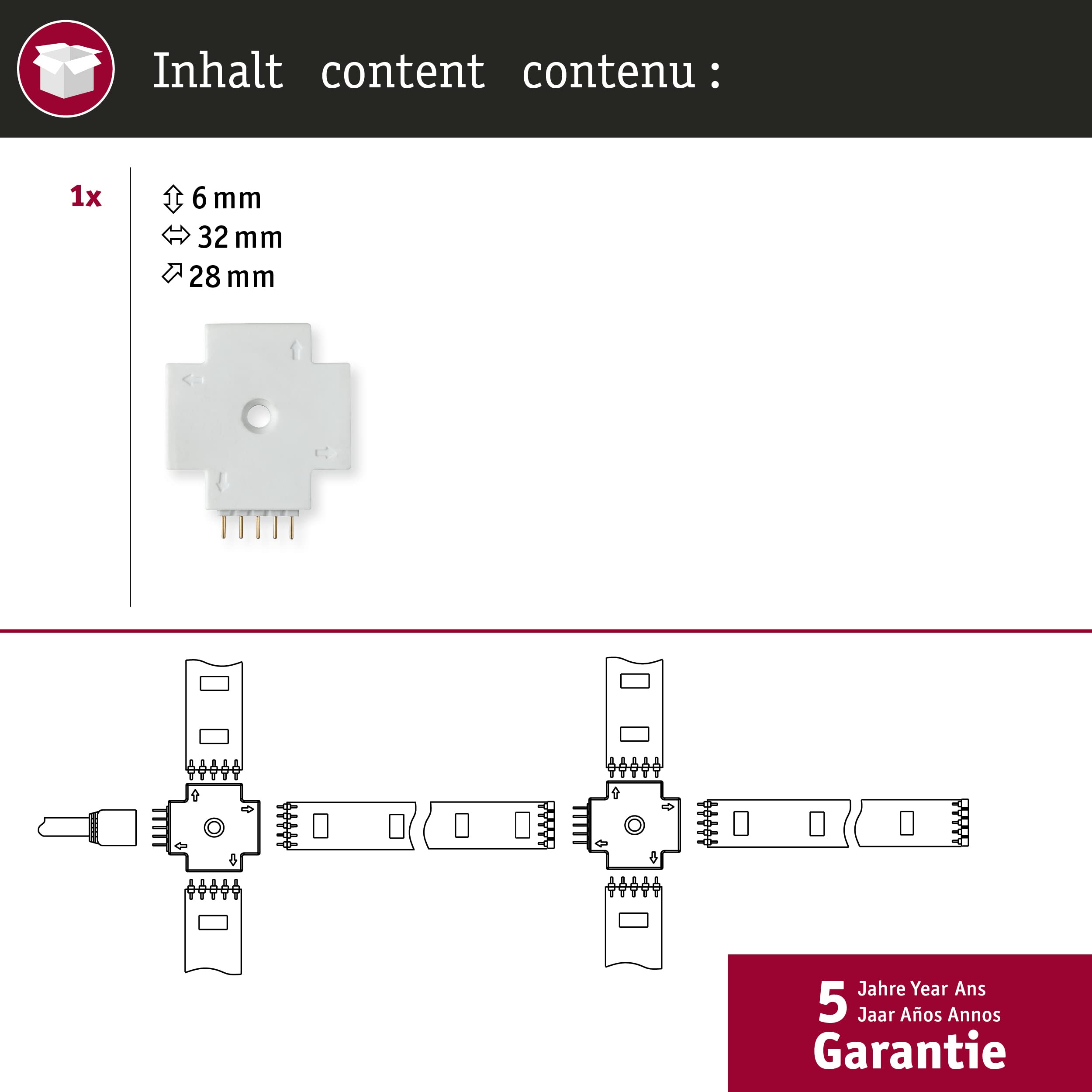 Paulmann MaxLED 70617 X-Verbinder LED Strip Zubehör Weiß