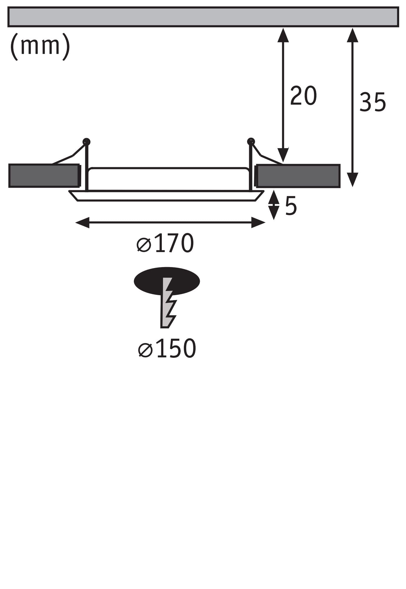 Paulmann Einbaustrahler 17cm chrom matt warmweiß IP44