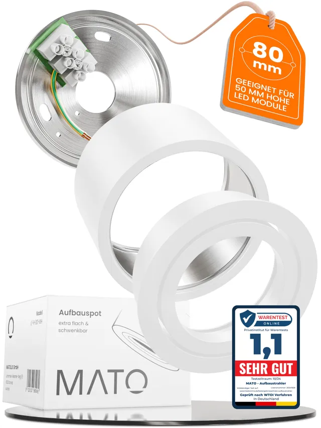 MATO Aufbaustrahler weiß flach schwenkbar 1 Stück