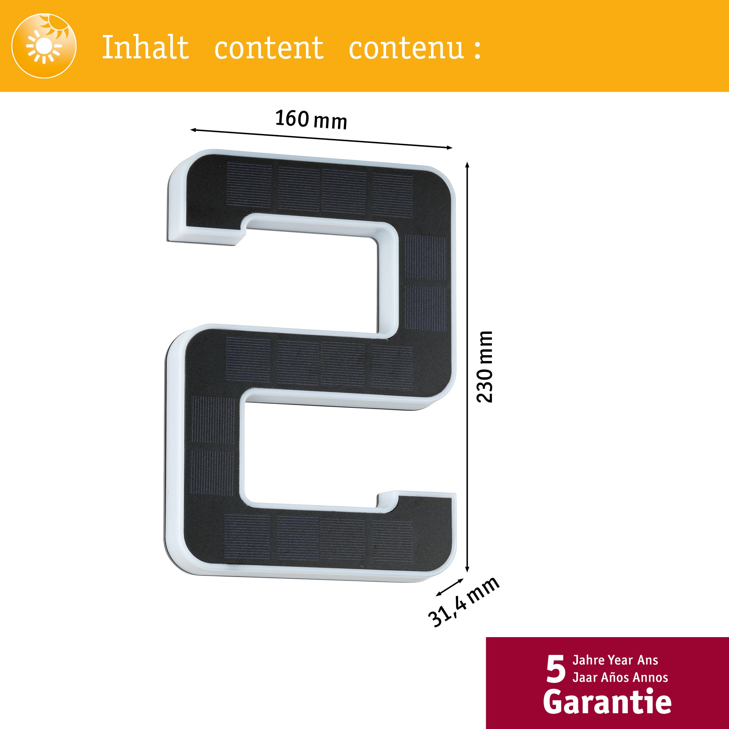 Paulmann 79843 Solar-Hausnummer schwarz warmweiß IP44