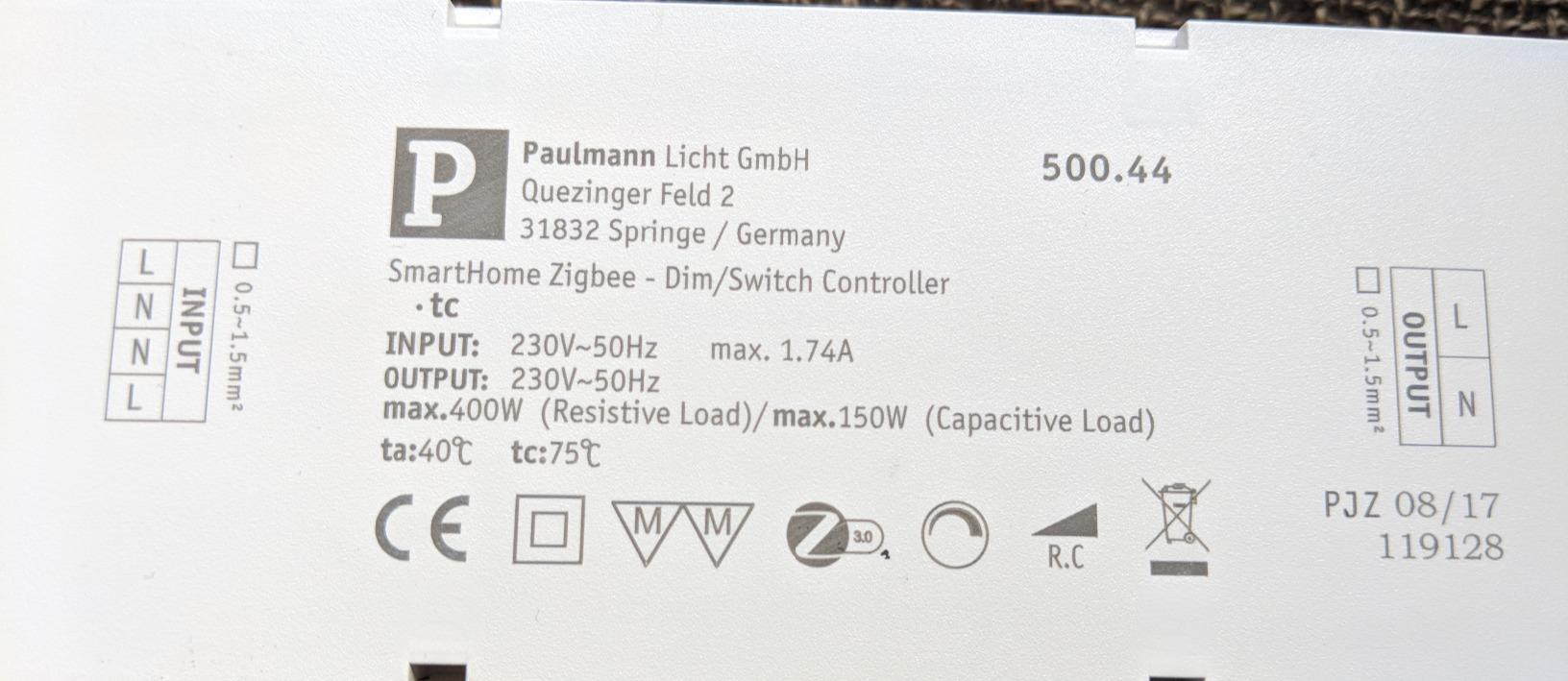 Paulmann Cephei 500.44 Dimmer dimmbar 400W Zigbee