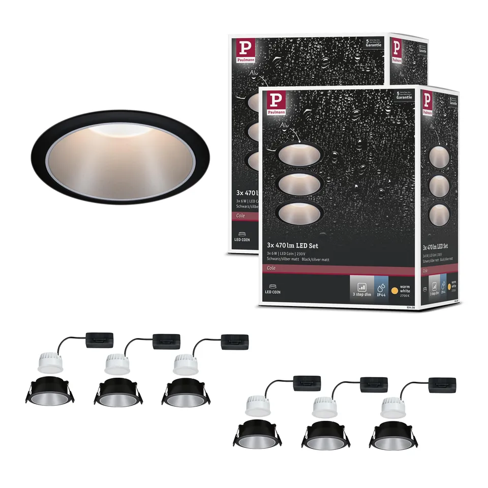 Paulmann Cole 5239 Einbauleuchte 6er-Set Silber IP44