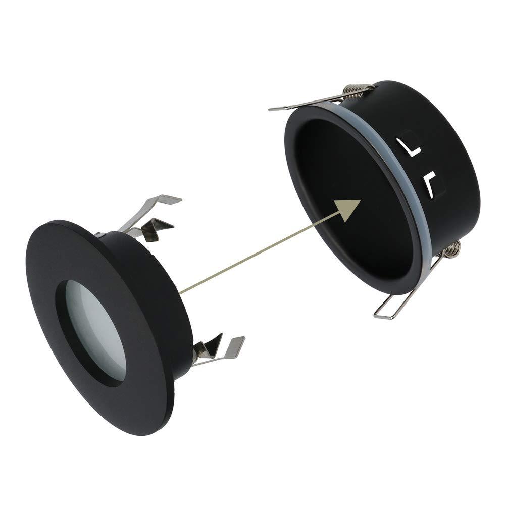Hoftronic Porto LED Einbaustrahler IP44 6er Set 6400K schwarz