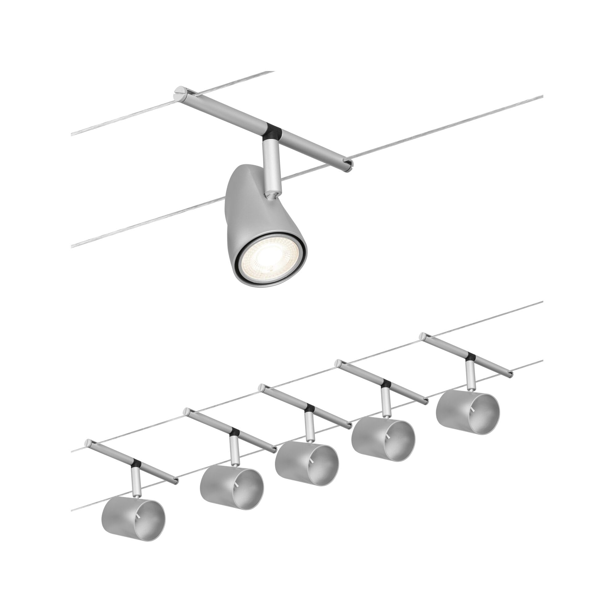 Paulmann CorDuo 94465 Cup Seilsystem 5er-Set Chrom matt GU5,3