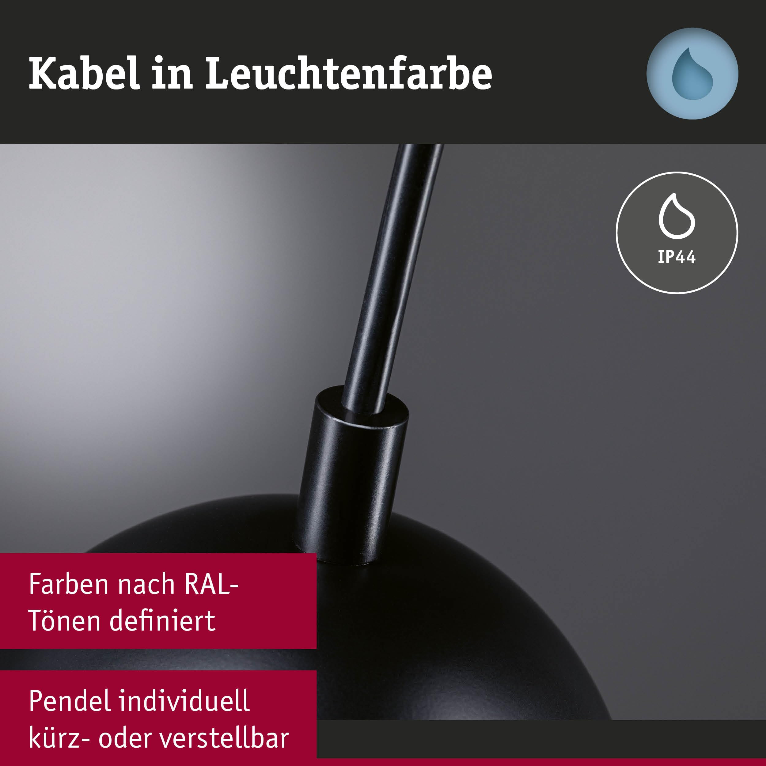 Paulmann Shima 76992 Pendelleuchte schwarz IP44 GU10