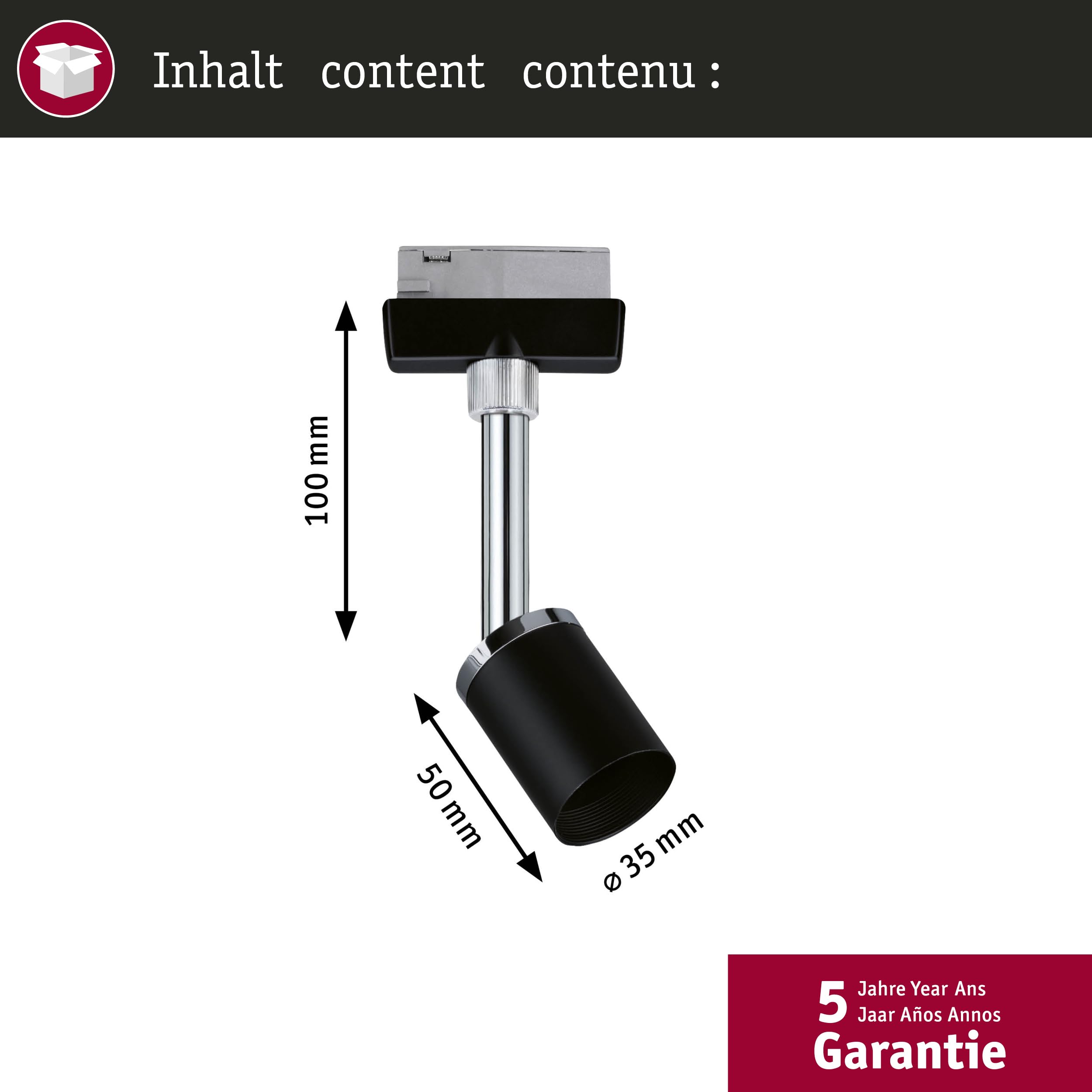 Paulmann URail Pure II Schienenspot schwarz GU10 dimmbar