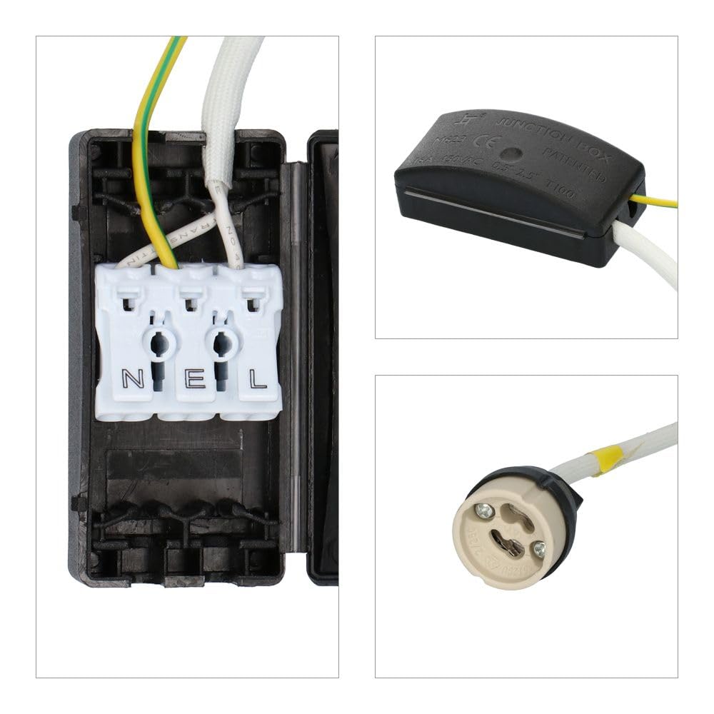 Hoftronic LED Einbaustrahler GU10 Schwarz 3er Set IP64 2700K