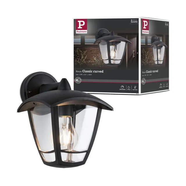 Paulmann Classic Curved 94392 Außenwandleuchte E27 225mm schwarz