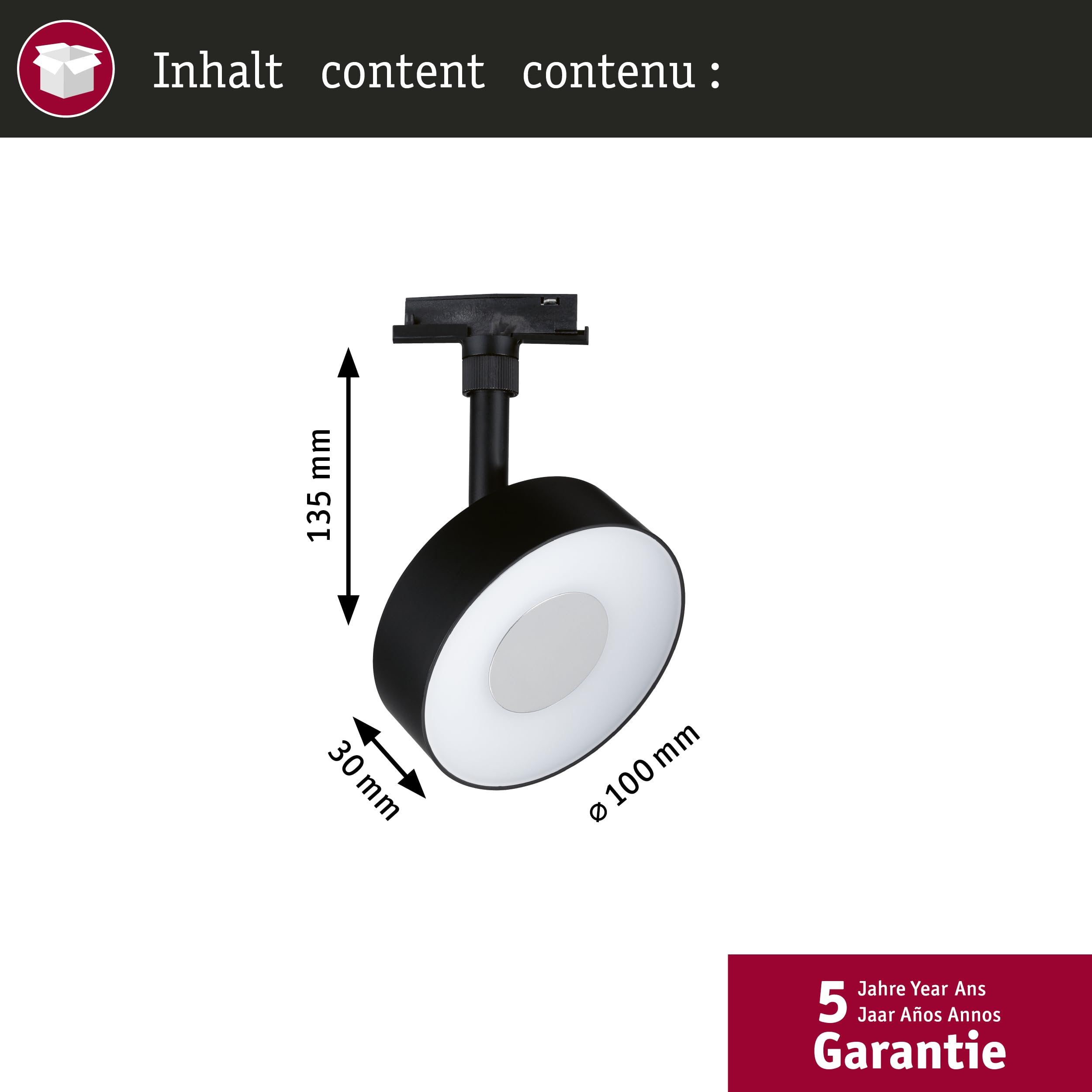 Paulmann URail Circle Schienenspot 5W schwarz matt