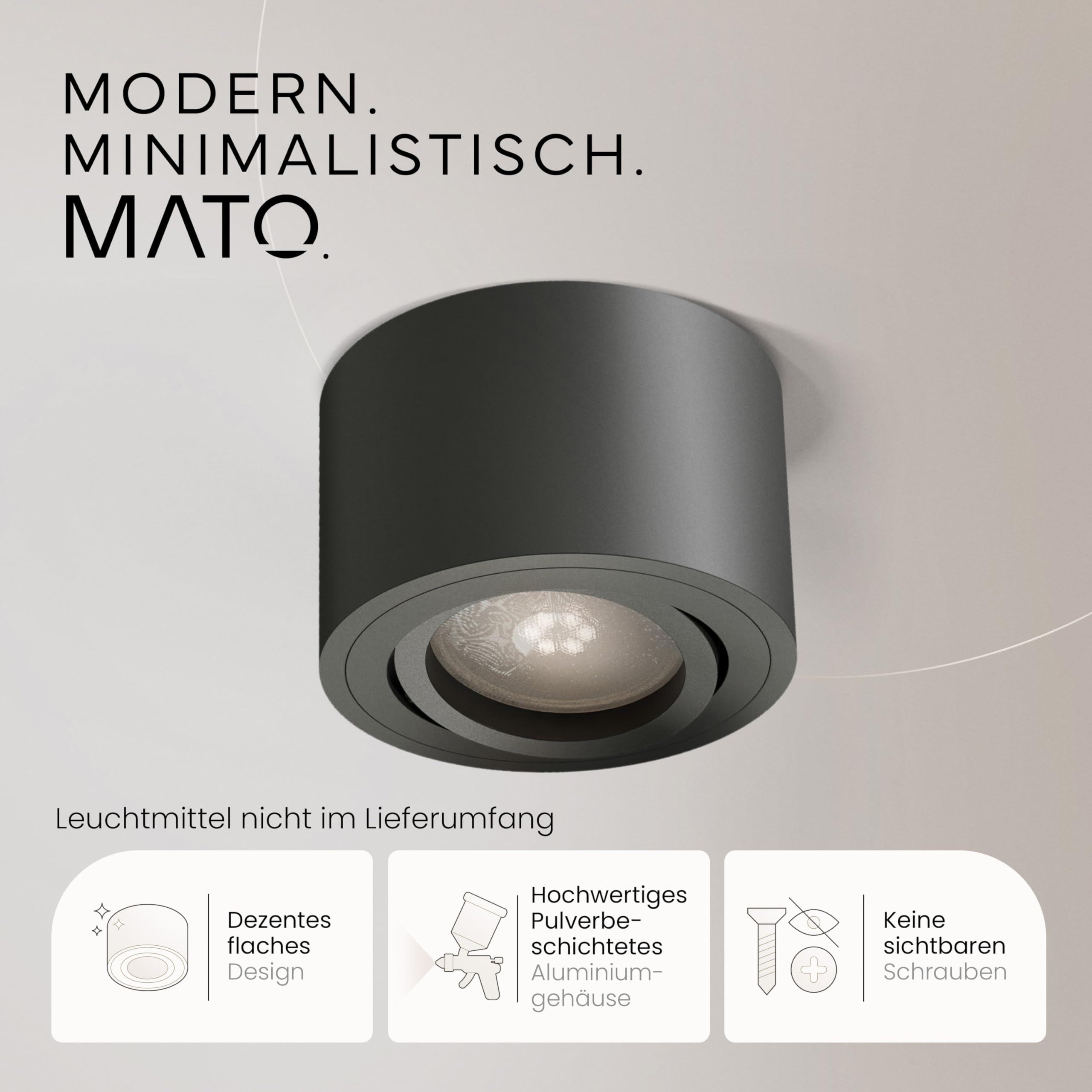 MATO Aufbaustrahler Decken-Spot schwarz schwenkbar 1 Stk