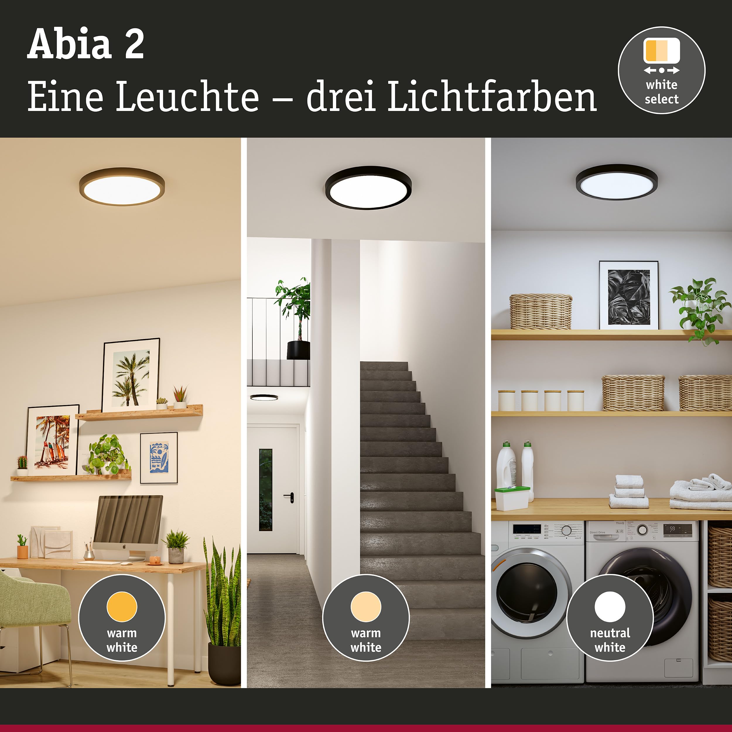 Paulmann Abia 2 LED-Panel 400mm schwarz mit Sensor