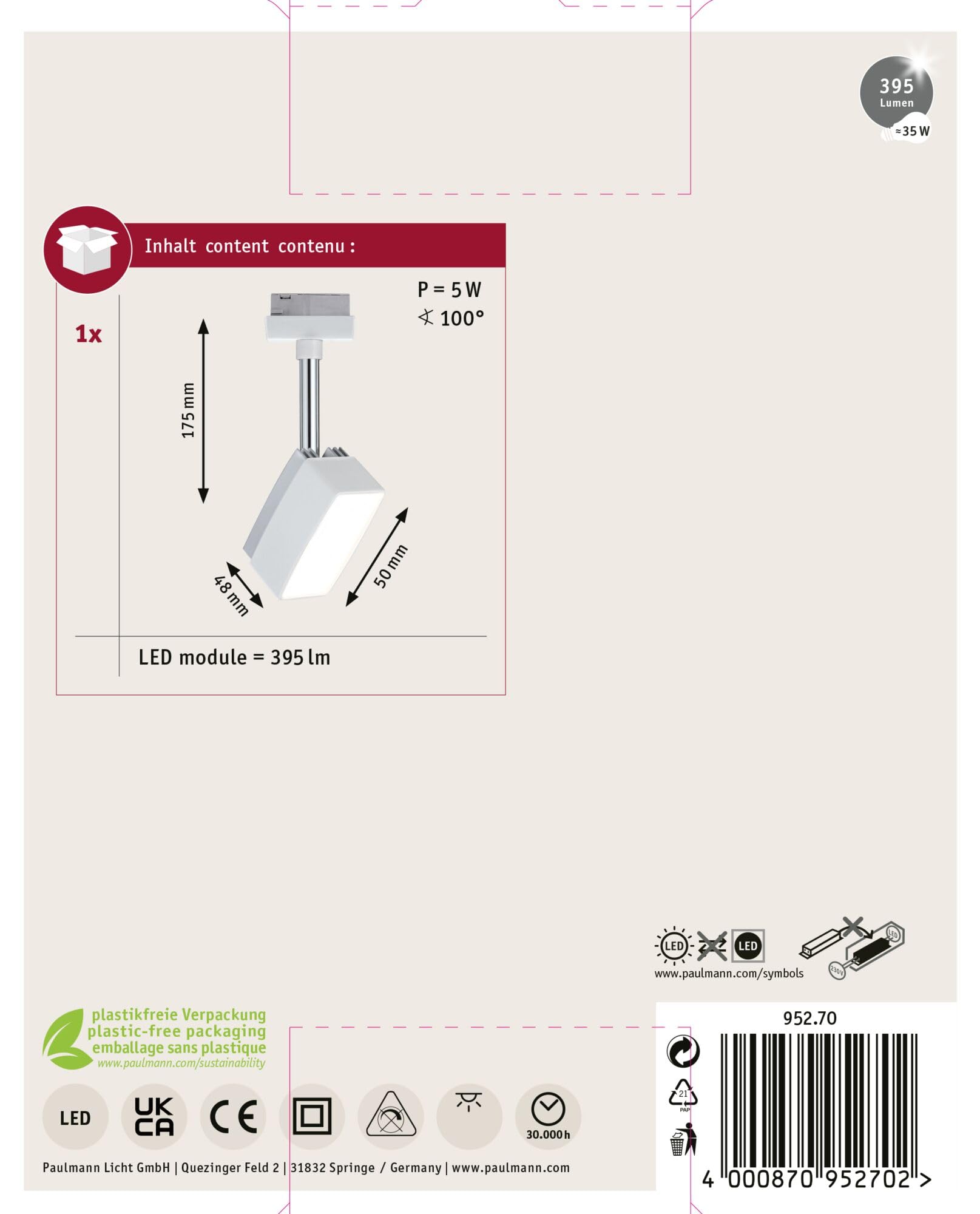 Paulmann URail 95270 Pedal Spot Weiß 5W