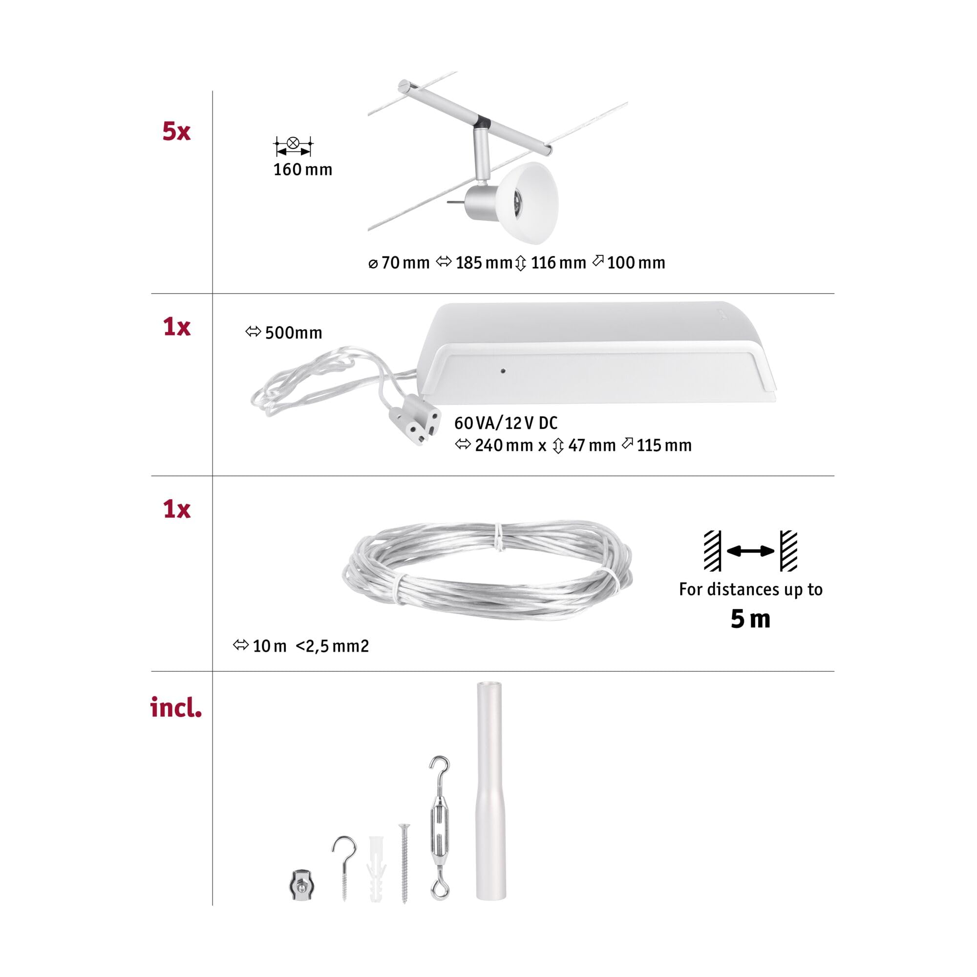 Paulmann CorDuo Sheela 94448 Seilsystem chrom matt