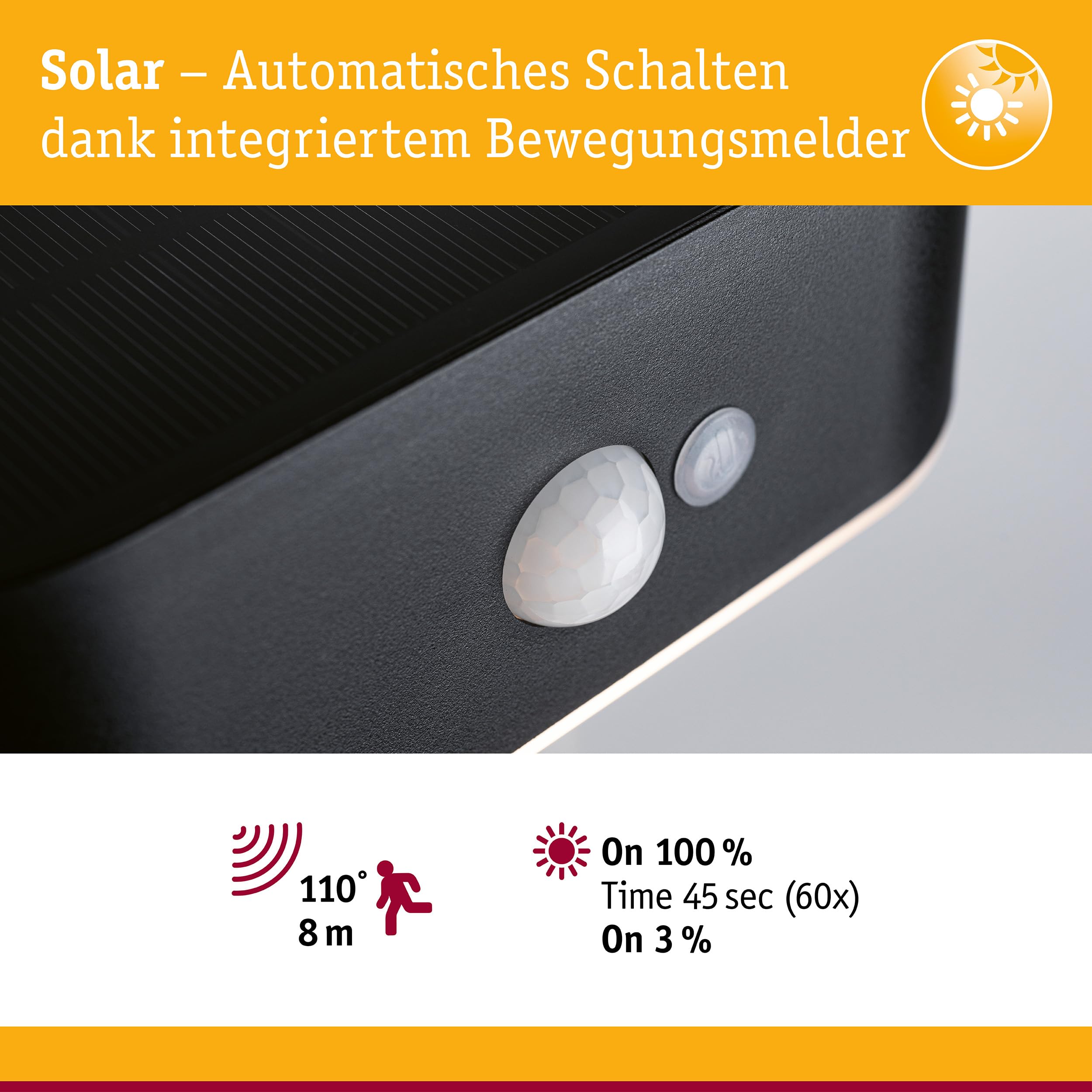 Paulmann 94571 Adya Solar Außenwandleuchte IP44 Schwarz