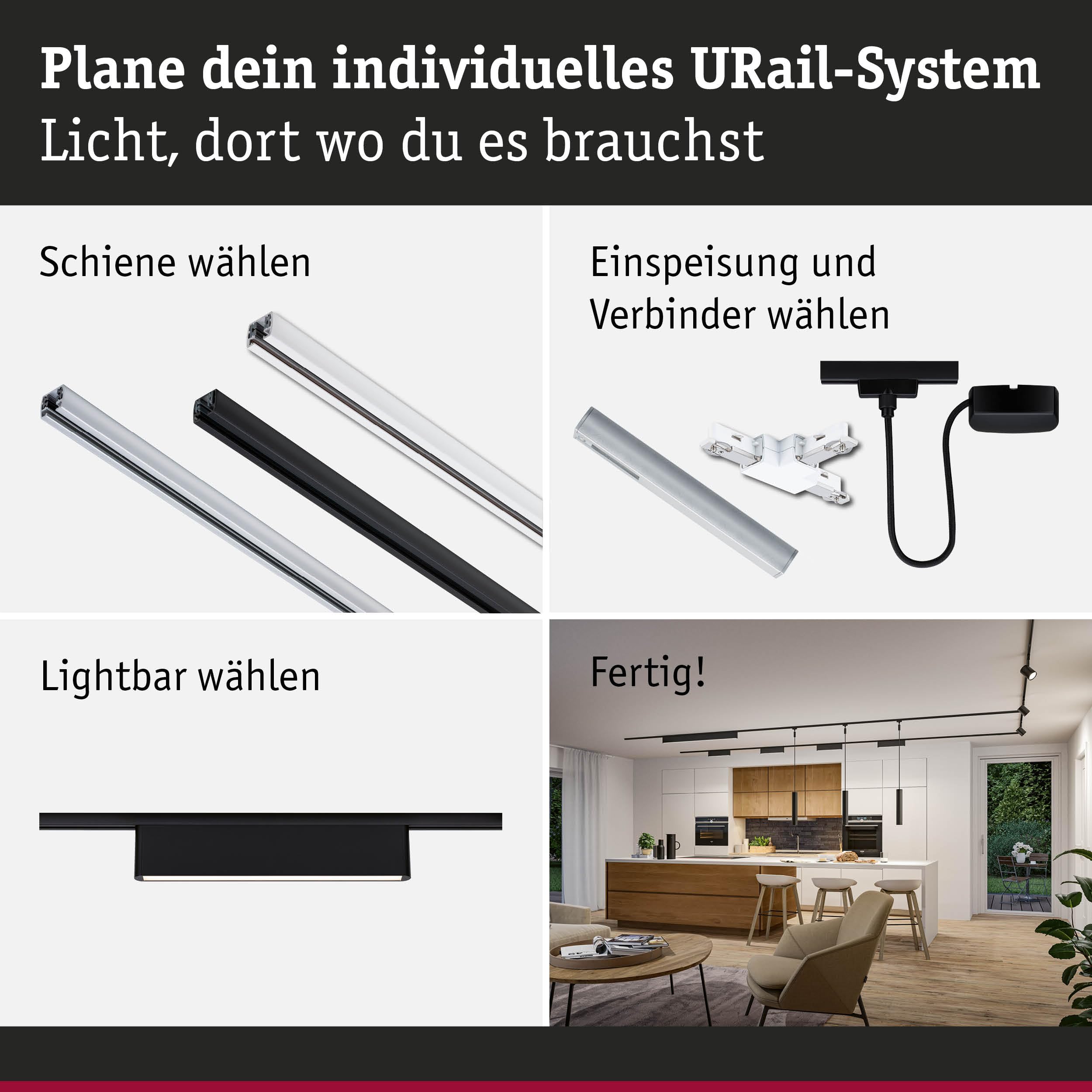 Paulmann URail Ceris Lightbar 3000K schwarz 9,5W
