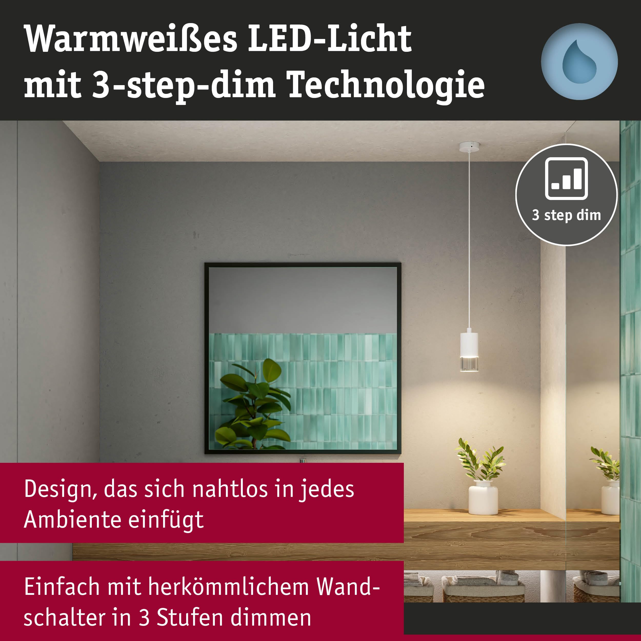 Paulmann Kame 79998 Pendelleuchte IP44 weiß 3000K 9W