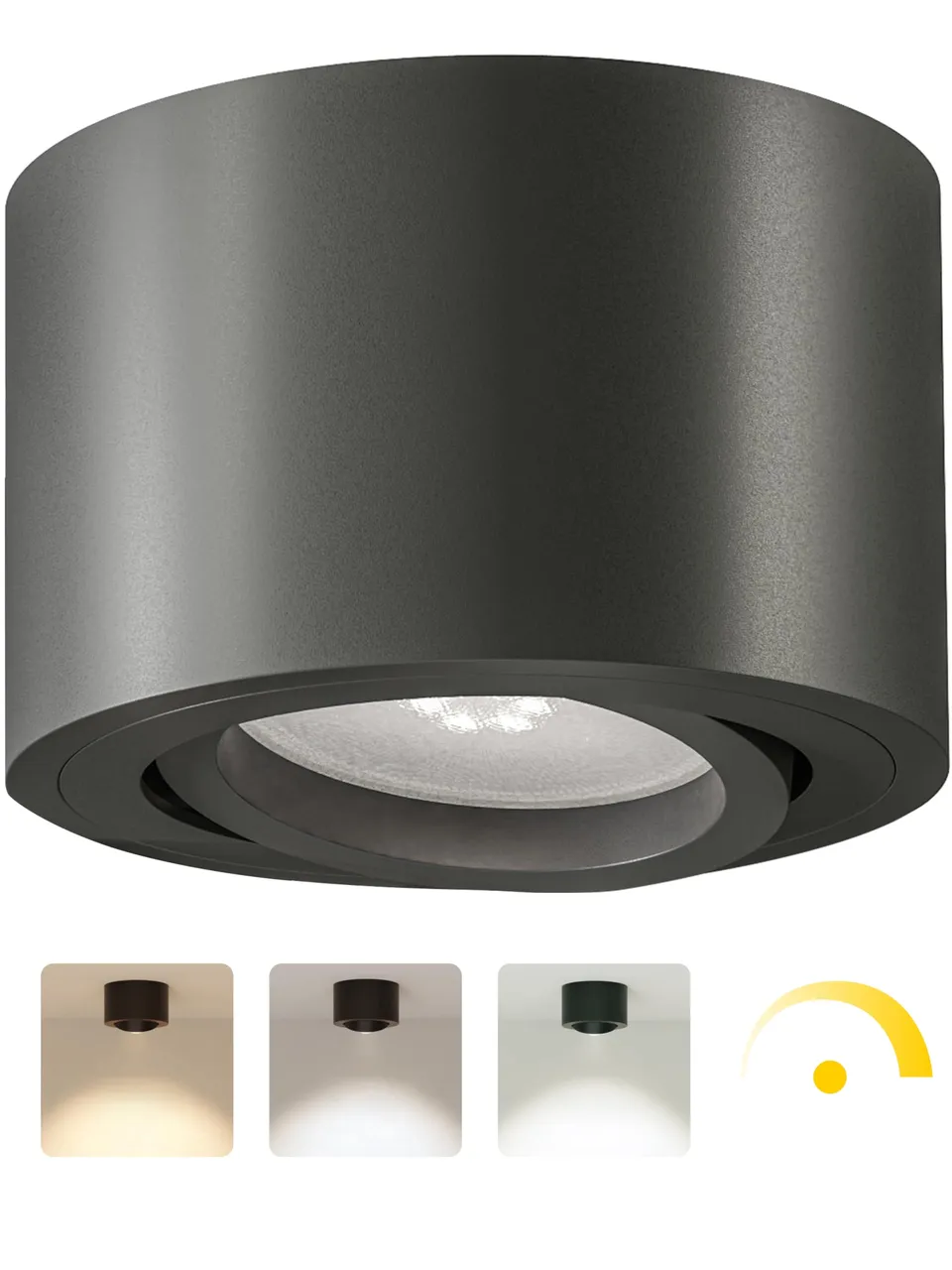 MATO Aufbaustrahler Ø80 schwarz 5W 3 Lichtfarben