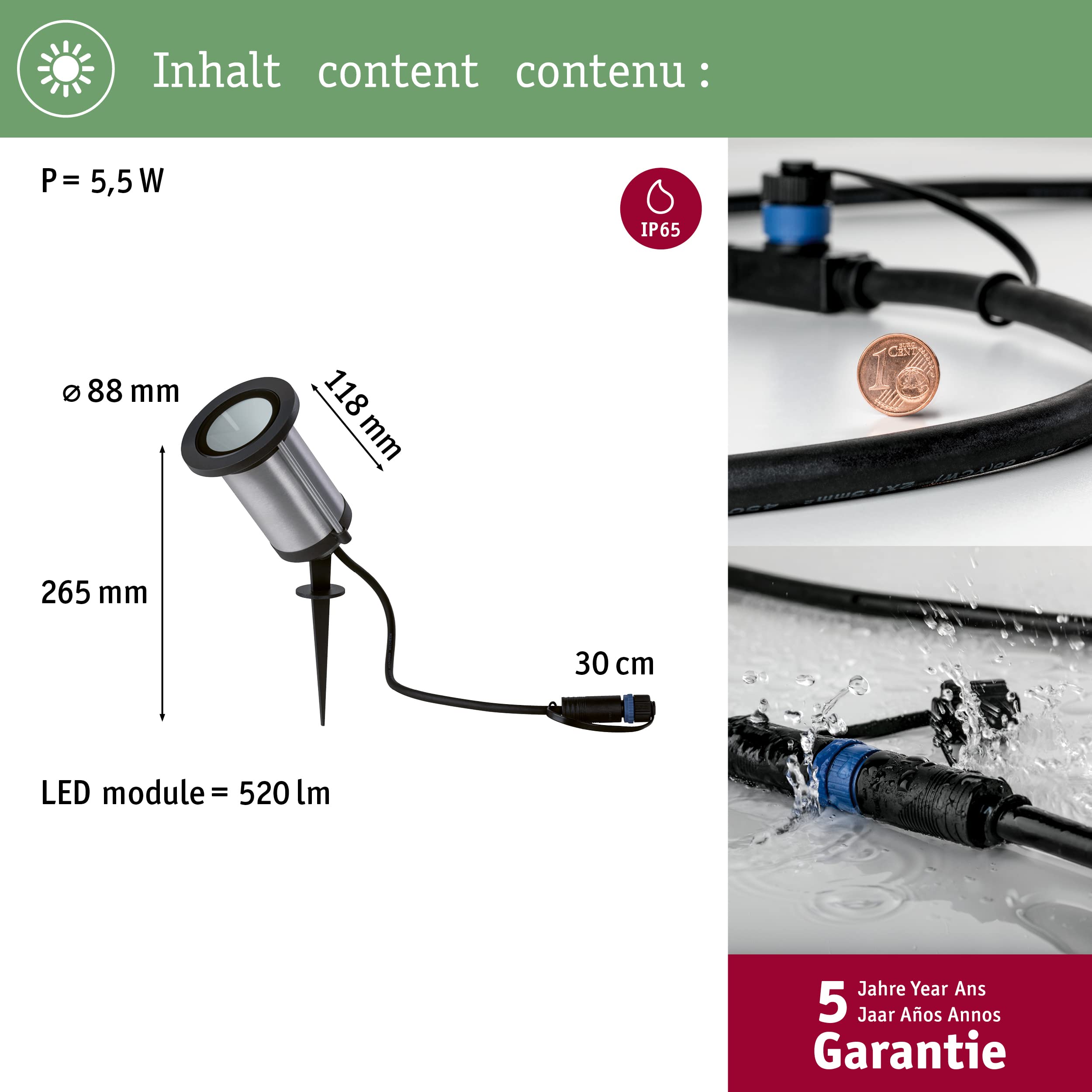 Paulmann Plug Shine Spot Classic Außenspot IP65 5,1W