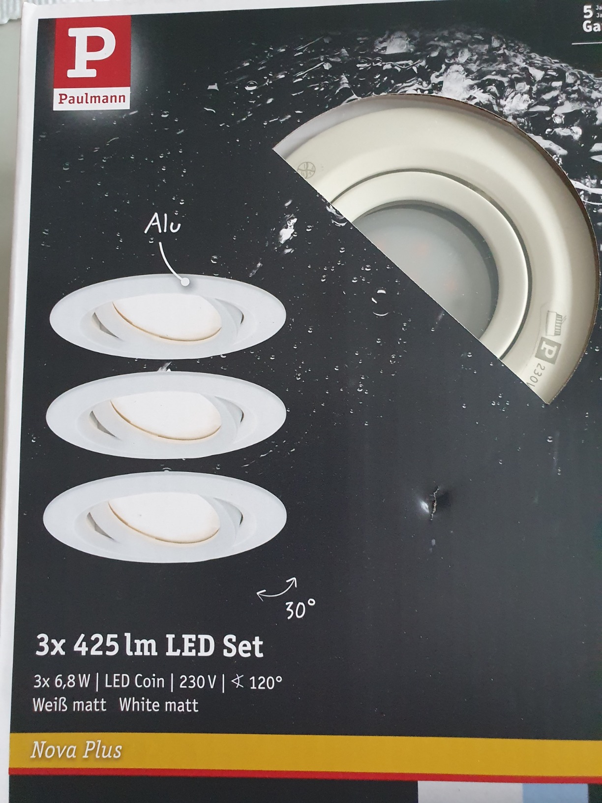 Paulmann Nova Plus 93684 Einbaustrahler 3er-Set chrom dimmbar