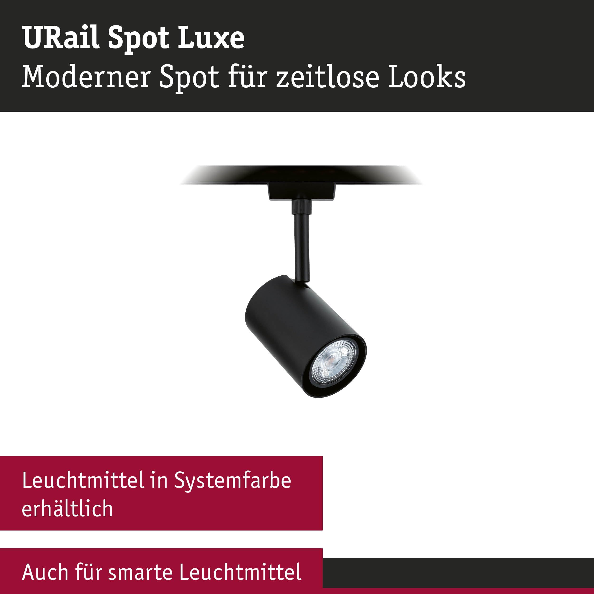 Paulmann URail Luxe Schienenspot GU10 Schwarz matt dimmbar