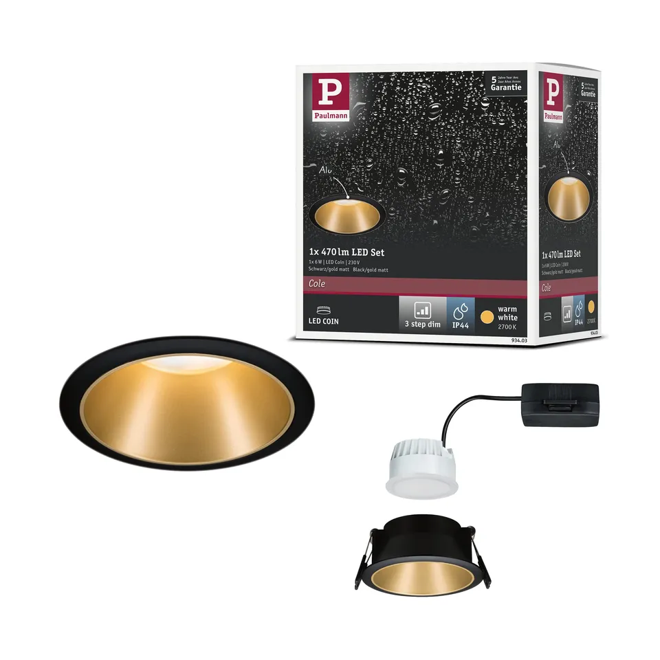 Paulmann Cole 93403 Einbaustrahler Schwarz-Gold warmweiß