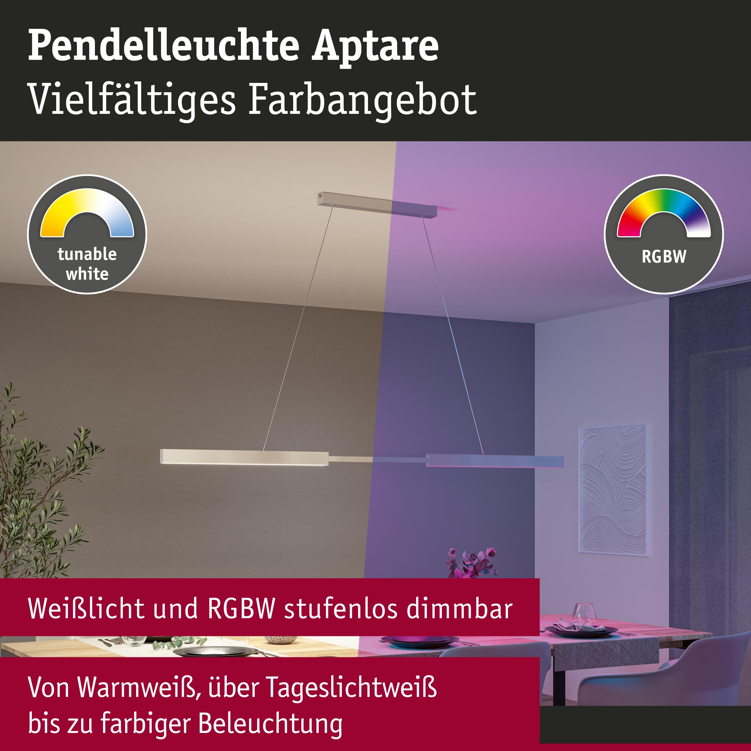 Paulmann Aptare 78025 Pendelleuchte Zigbee RGBW Alu 1920lm smart