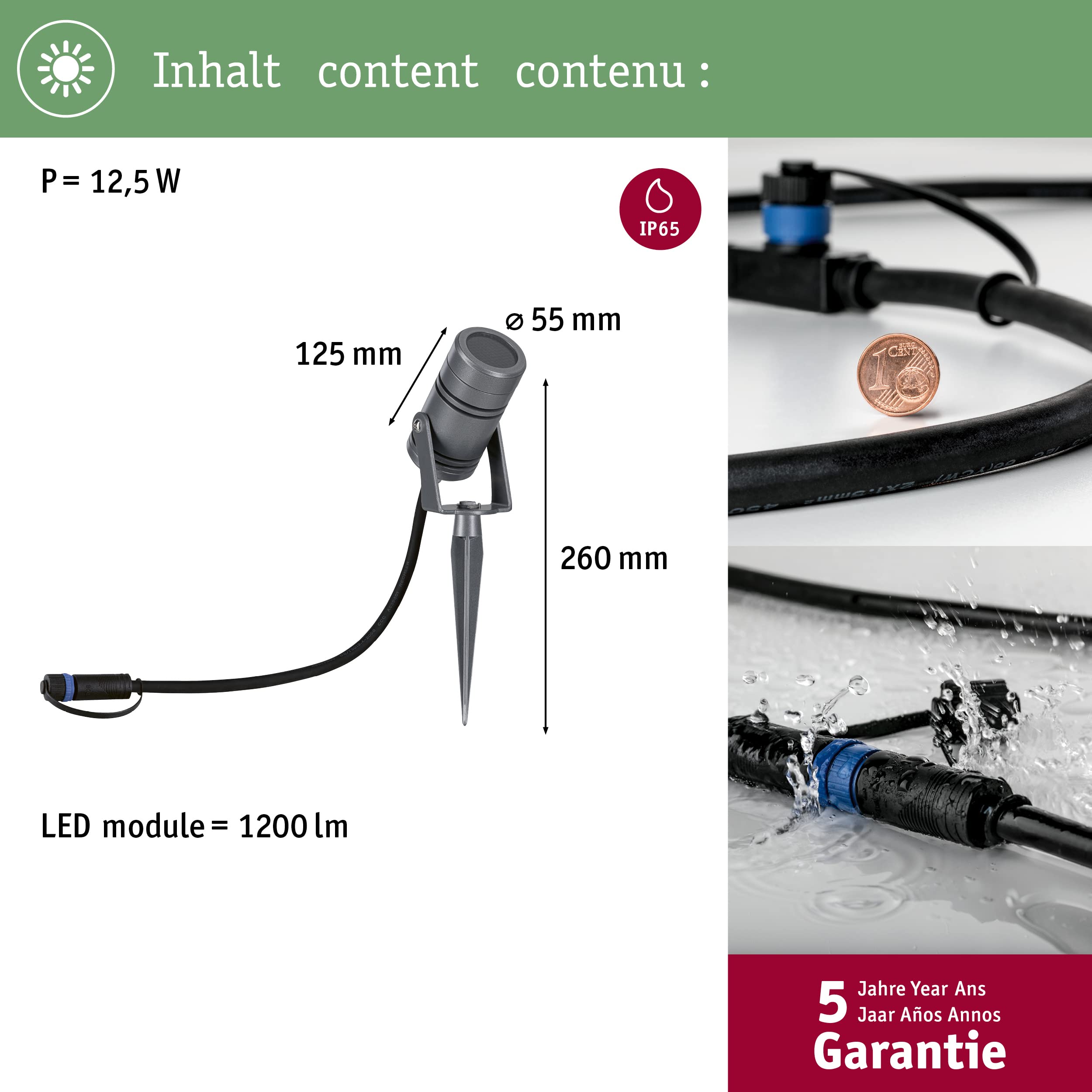 Paulmann Plug & Shine Spot Außenstrahler IP65 3000K